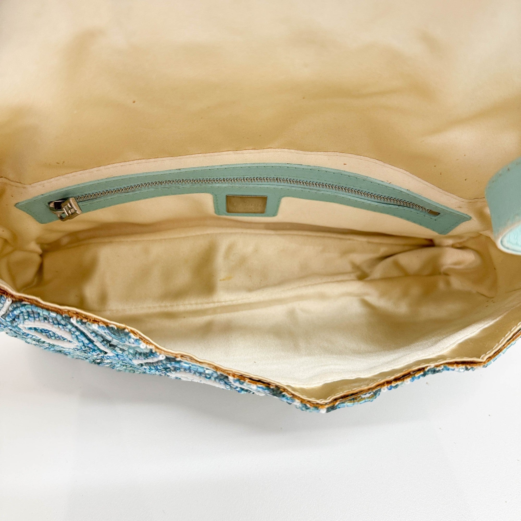 Baguette Blue Beaded Shoulder Bag