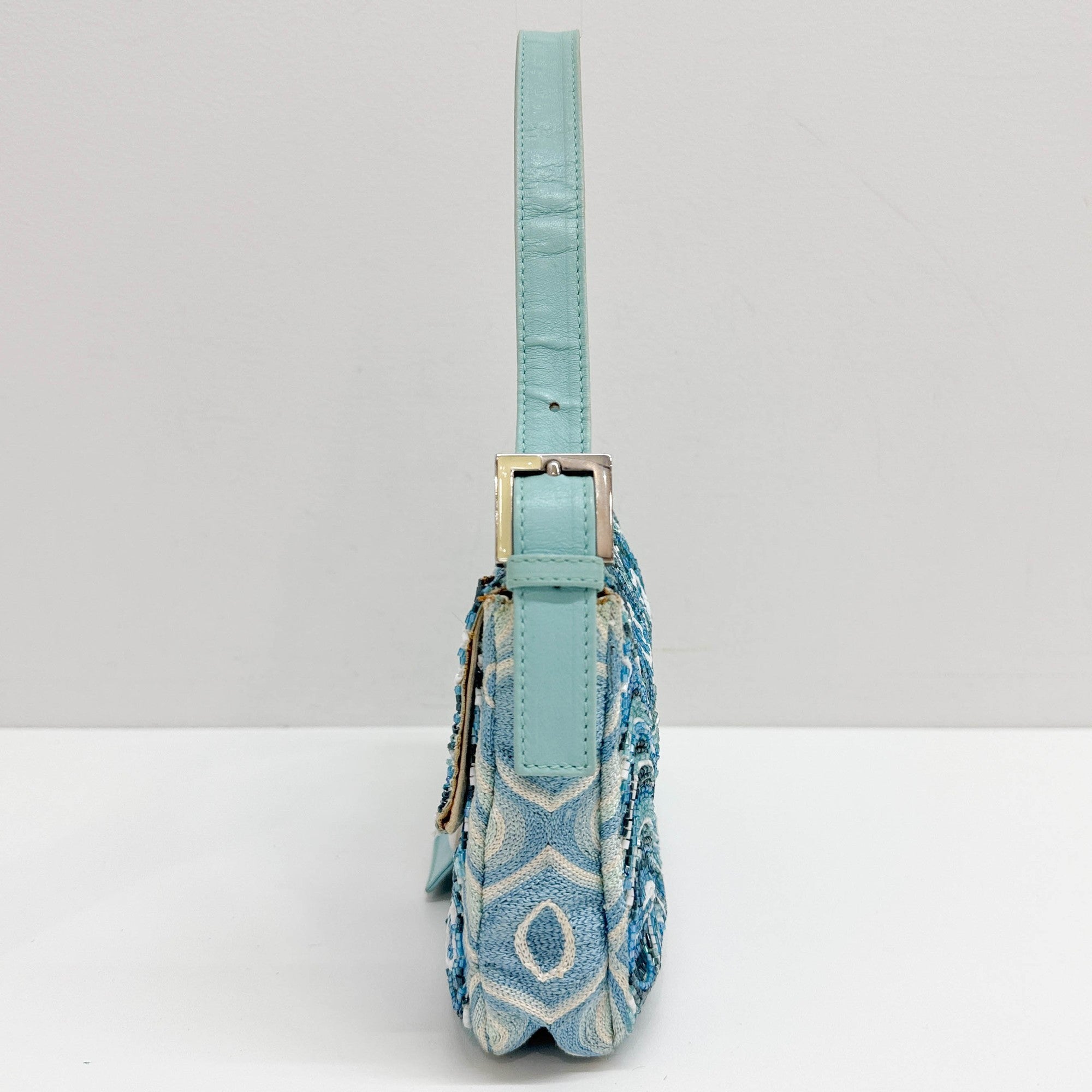 Baguette Blue Beaded Shoulder Bag