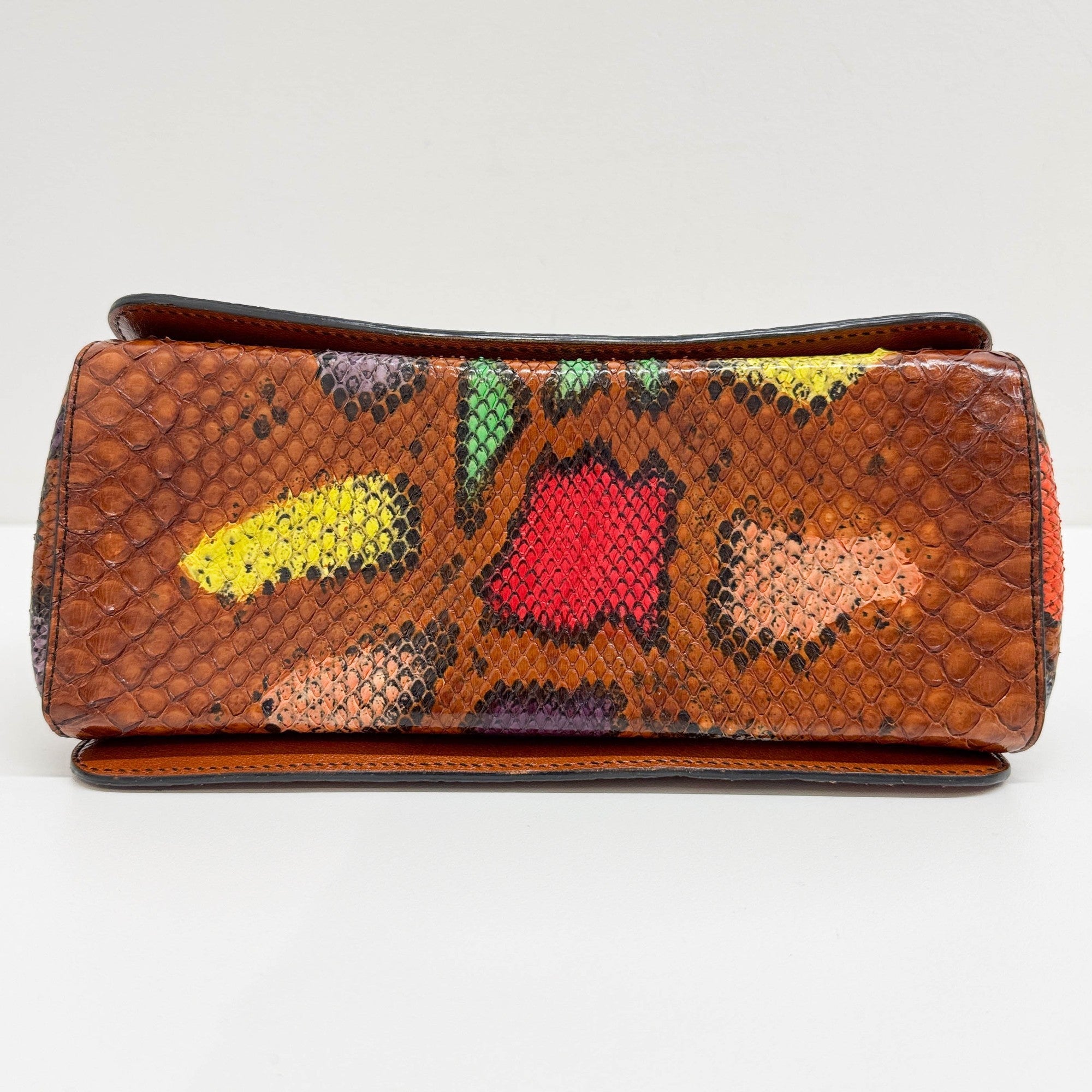 Triangle Multicolor Python Embossed Leather Shoulder Bag