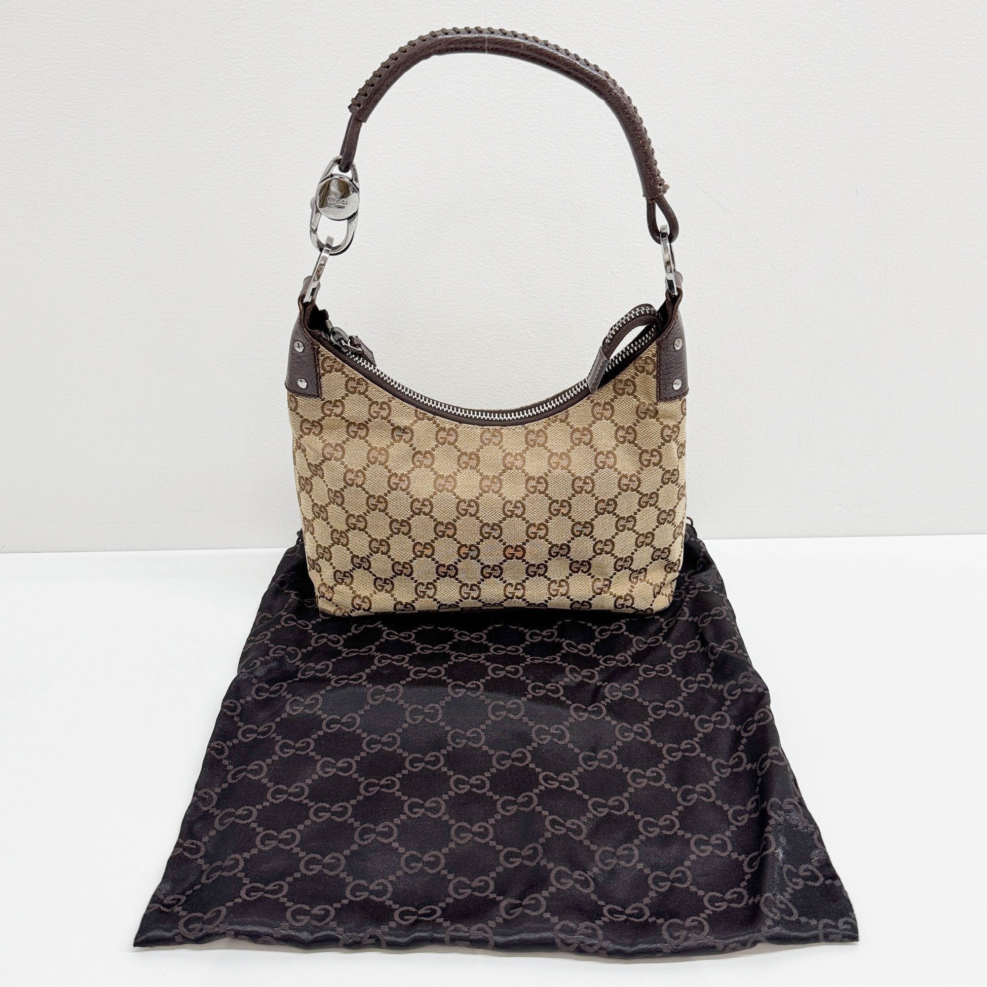 Brown GG Canvas Hobo Bag