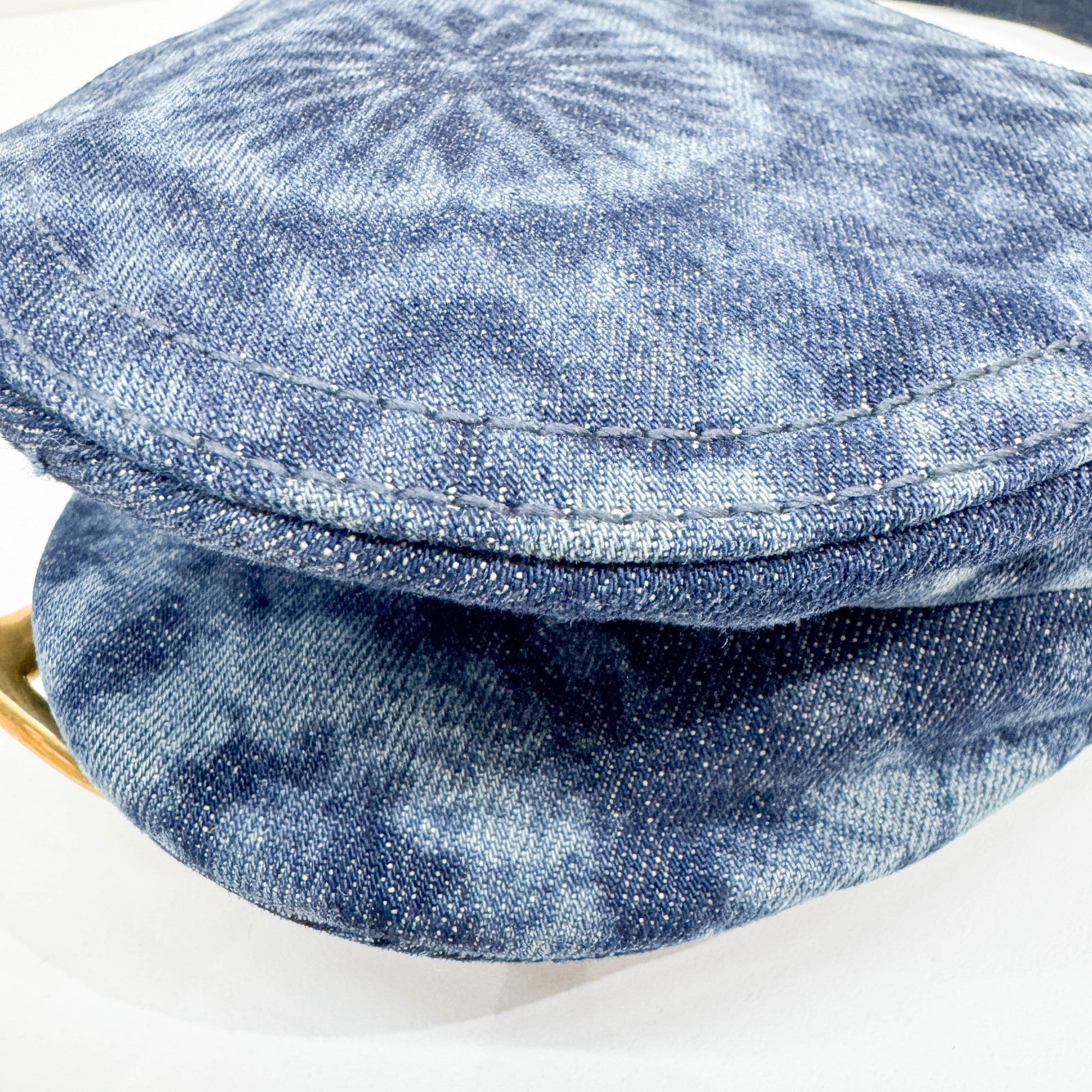 Saddle Blue Denim Shoulder Bag