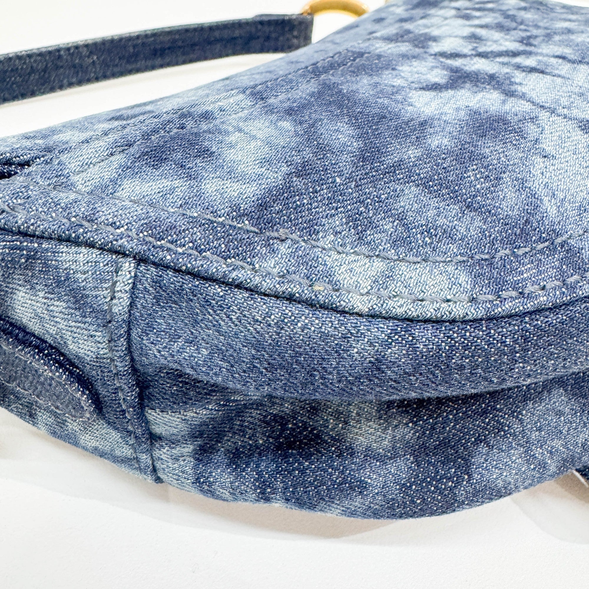 Saddle Blue Denim Shoulder Bag