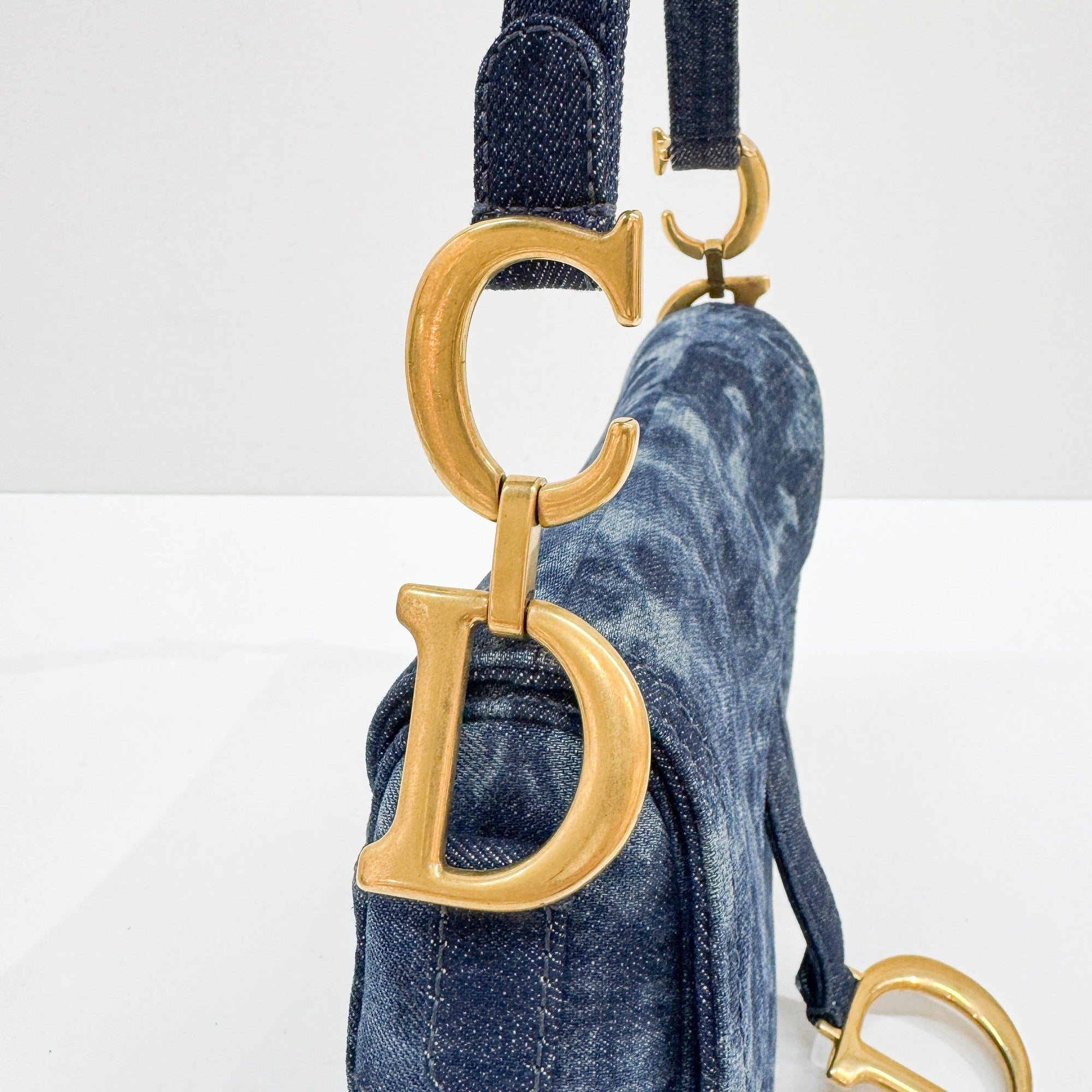 Saddle Blue Denim Shoulder Bag