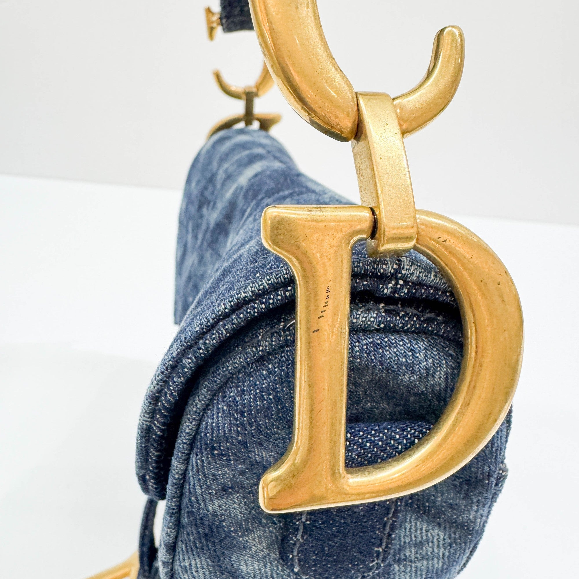 Saddle Blue Denim Shoulder Bag