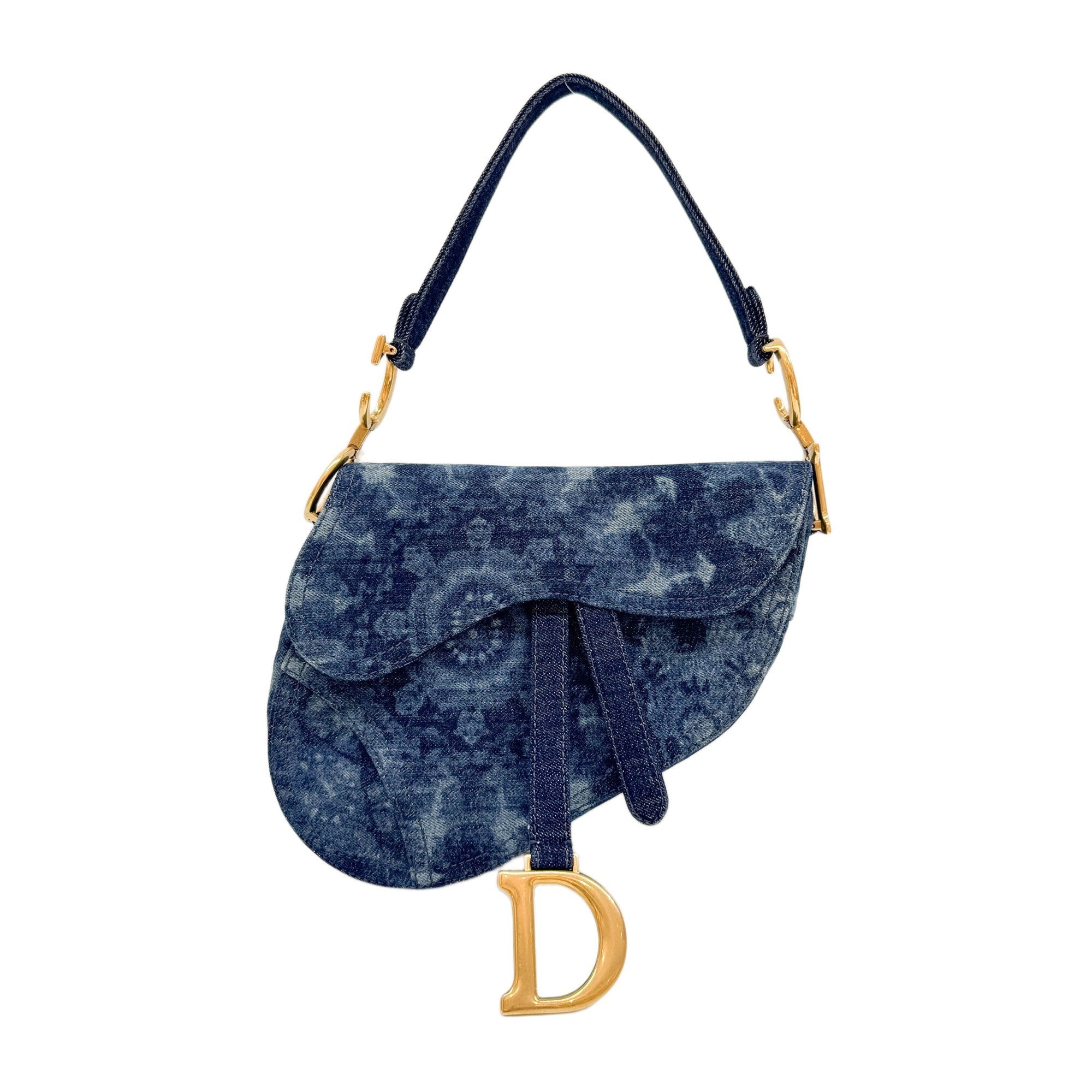 Saddle Blue Denim Shoulder Bag