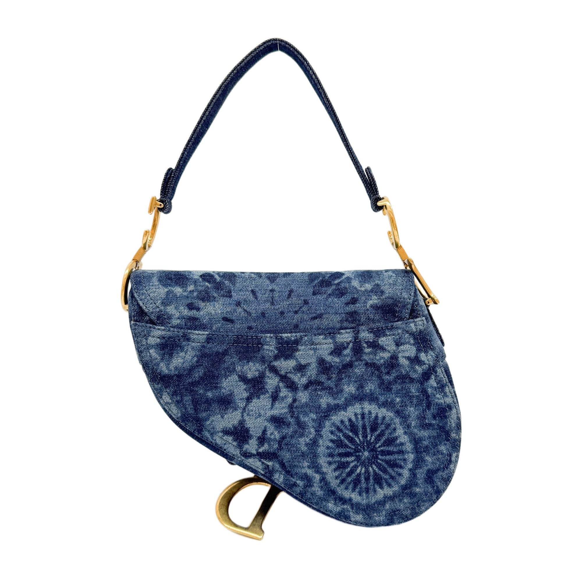 Saddle Blue Denim Shoulder Bag