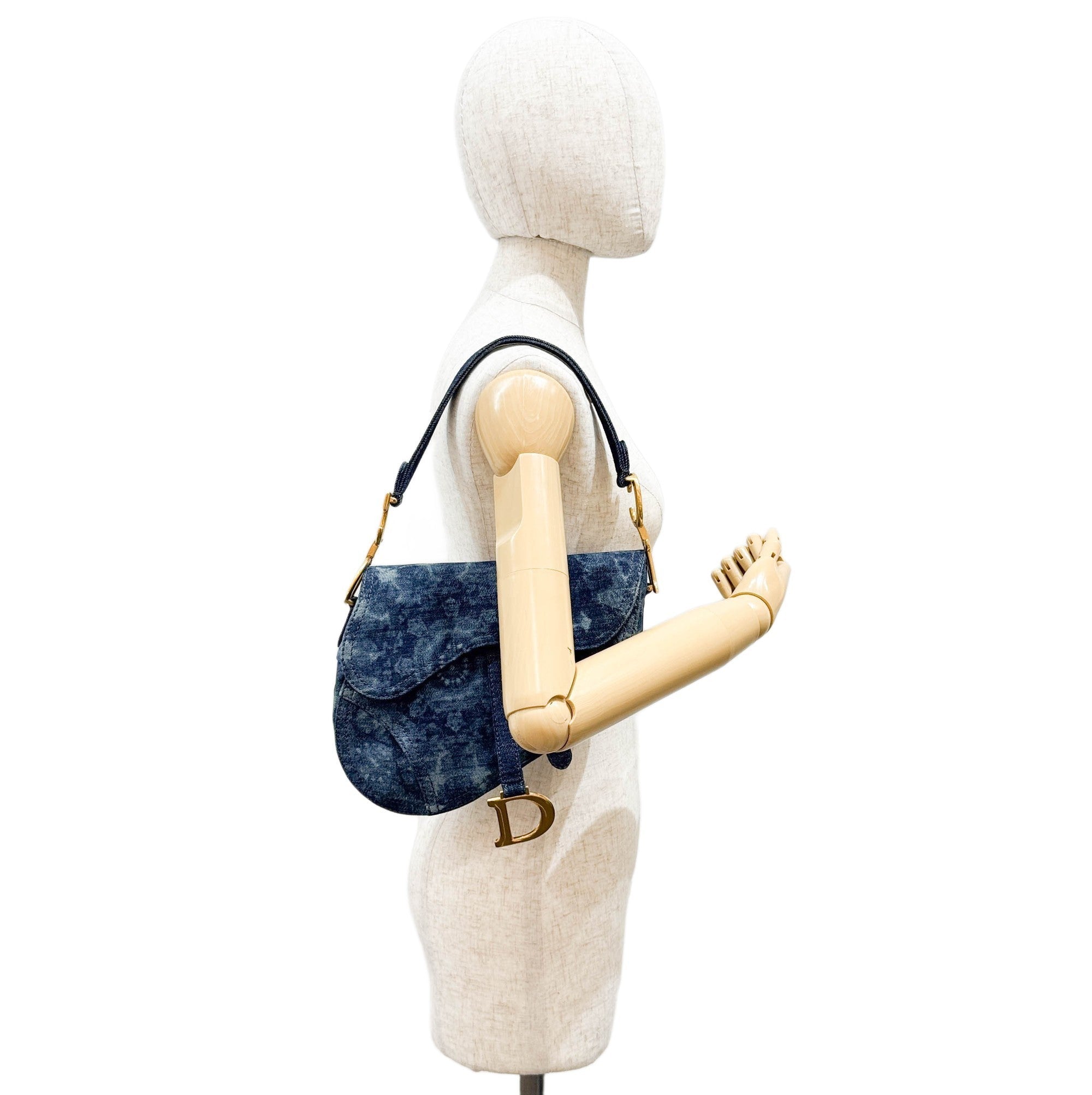 Saddle Blue Denim Shoulder Bag