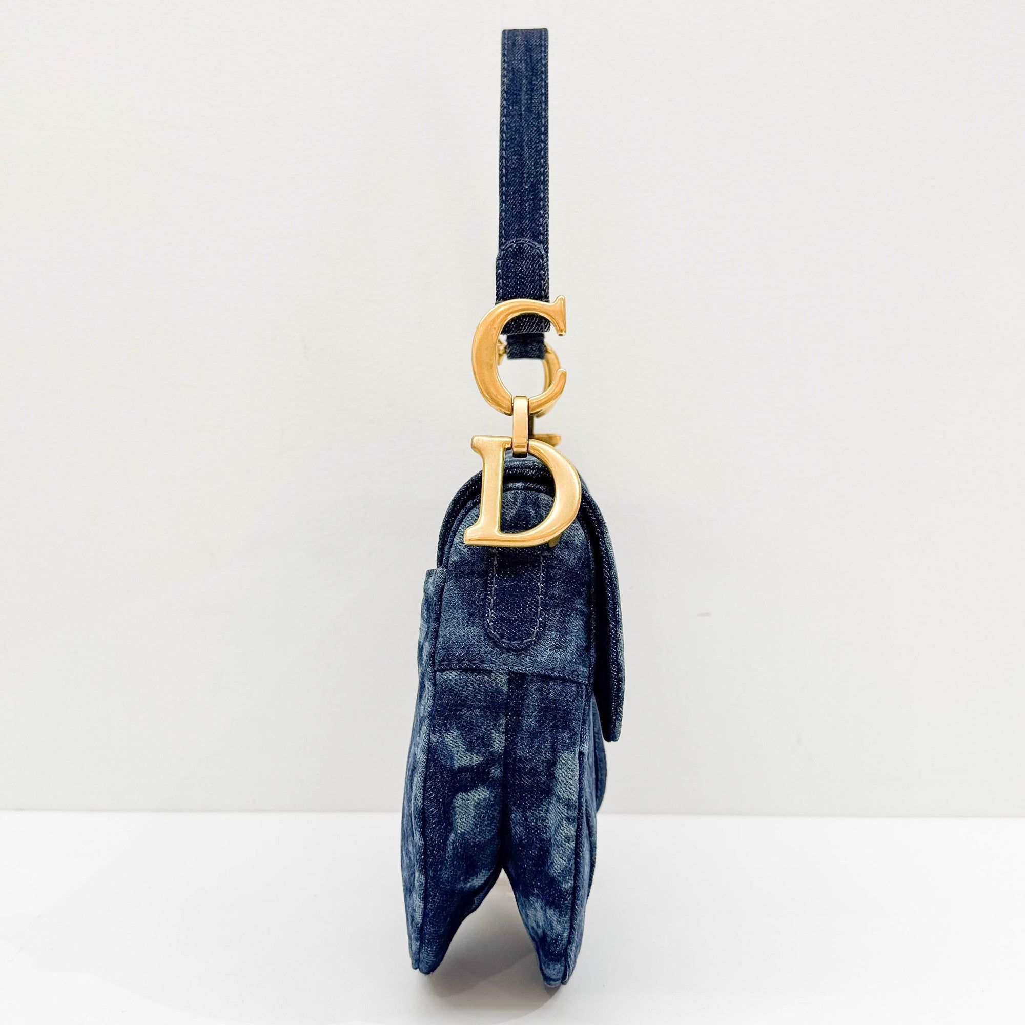 Saddle Blue Denim Shoulder Bag