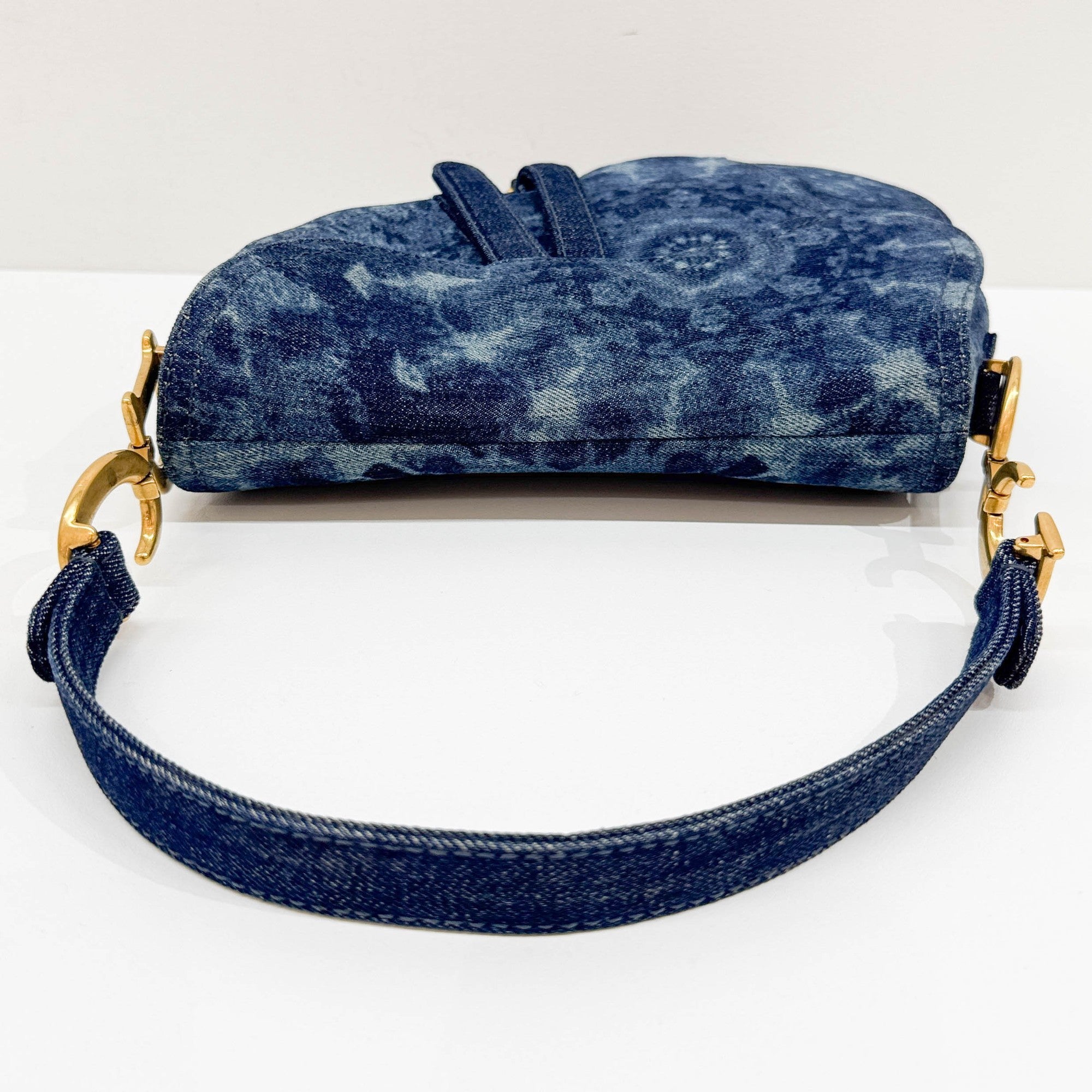 Saddle Blue Denim Shoulder Bag