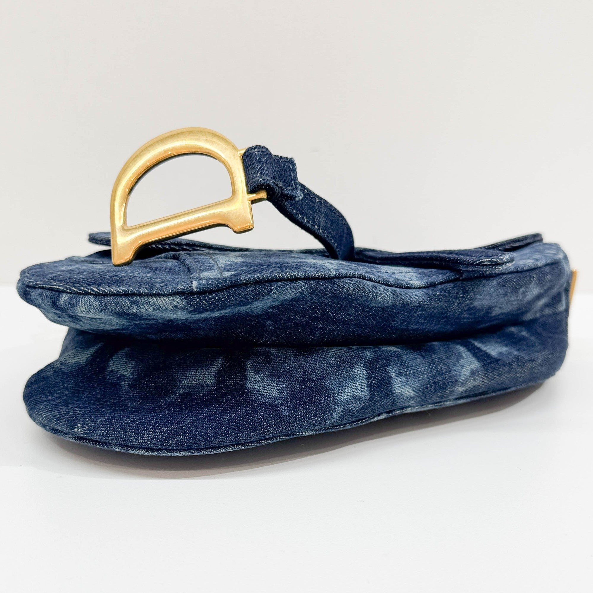 Saddle Blue Denim Shoulder Bag