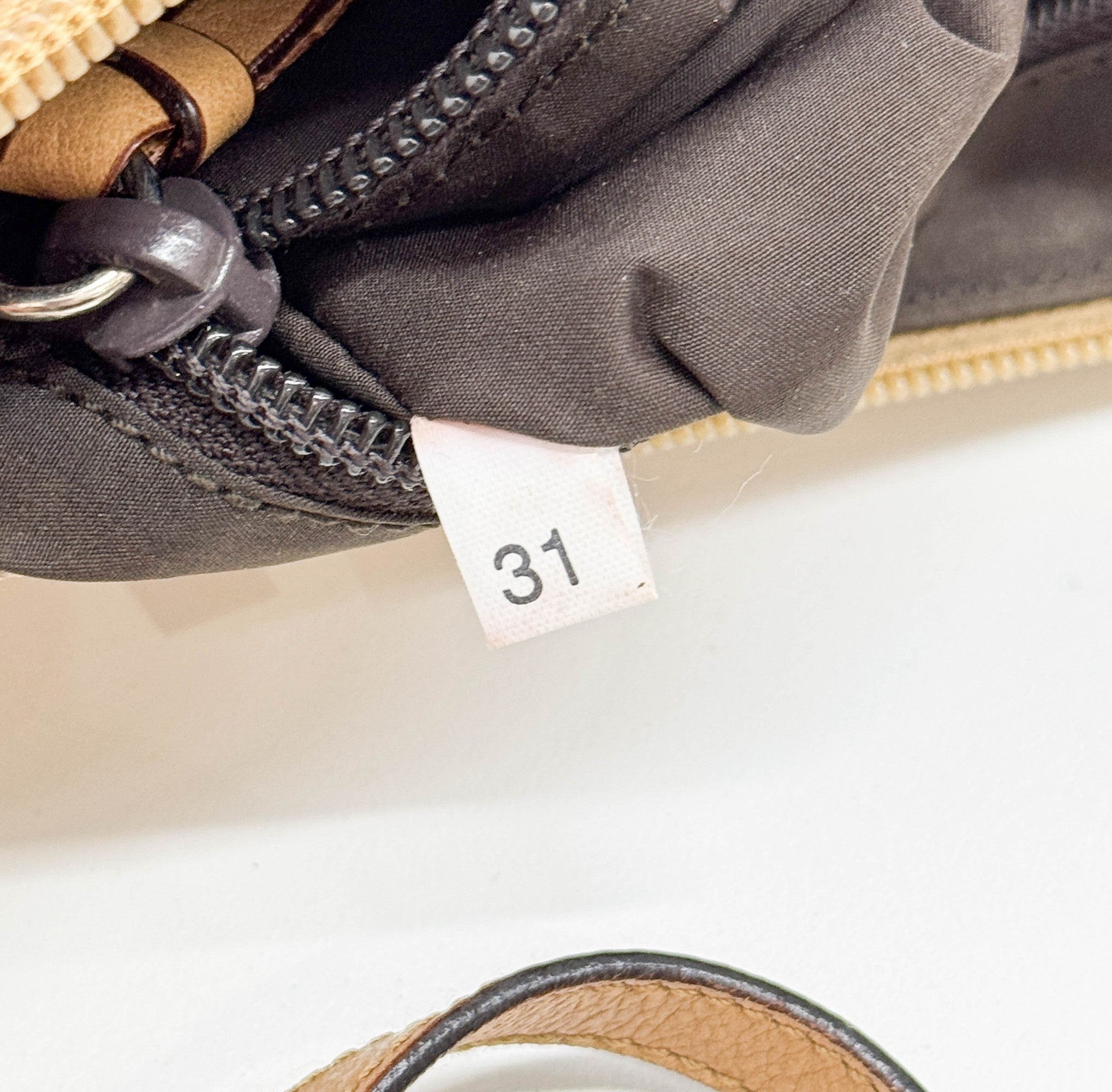 Crescent Sequined Tan Leather Shoulder Bag