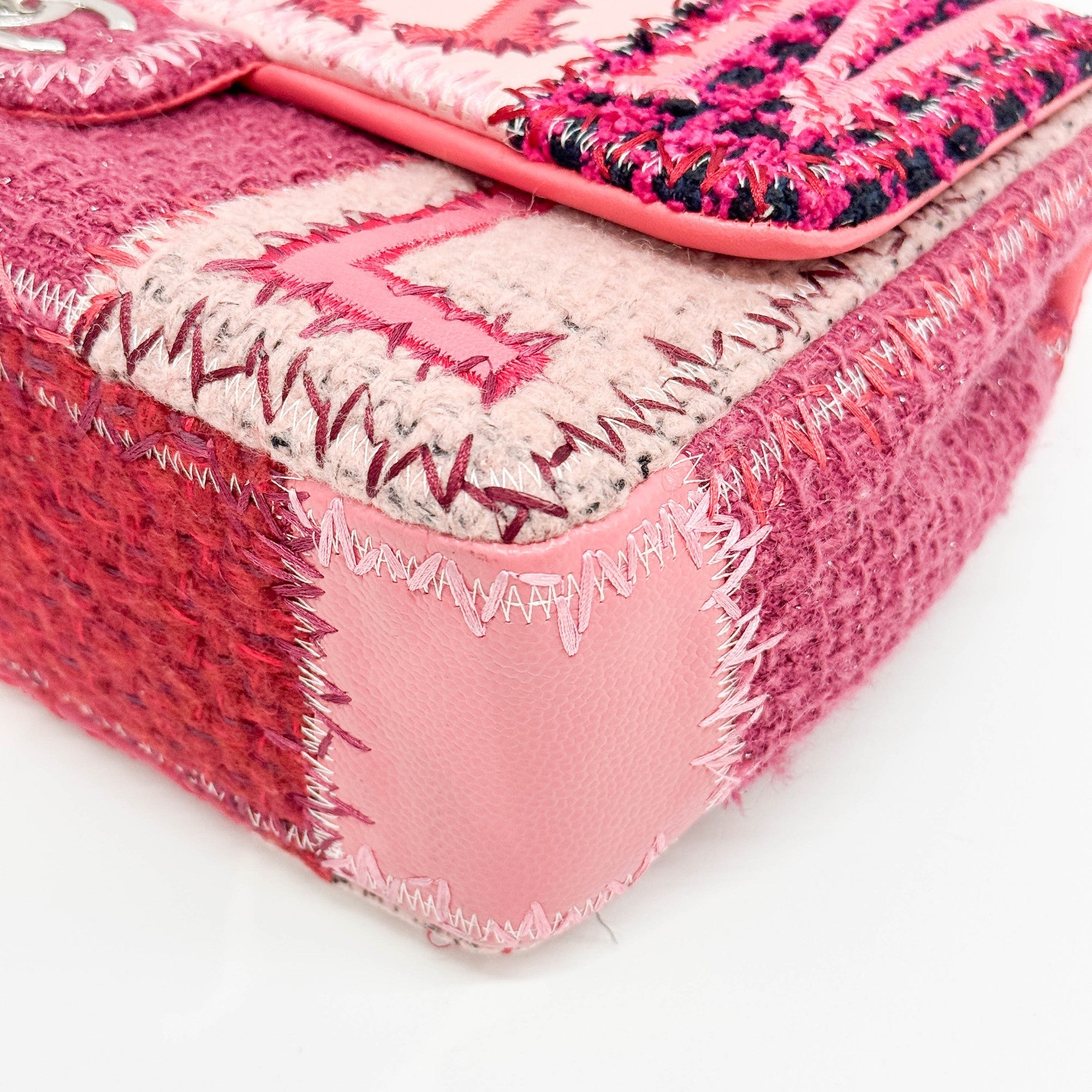 Jumbo Classic Flap Patchwork Multicolor Canvas Multifabric Shoulder Bag