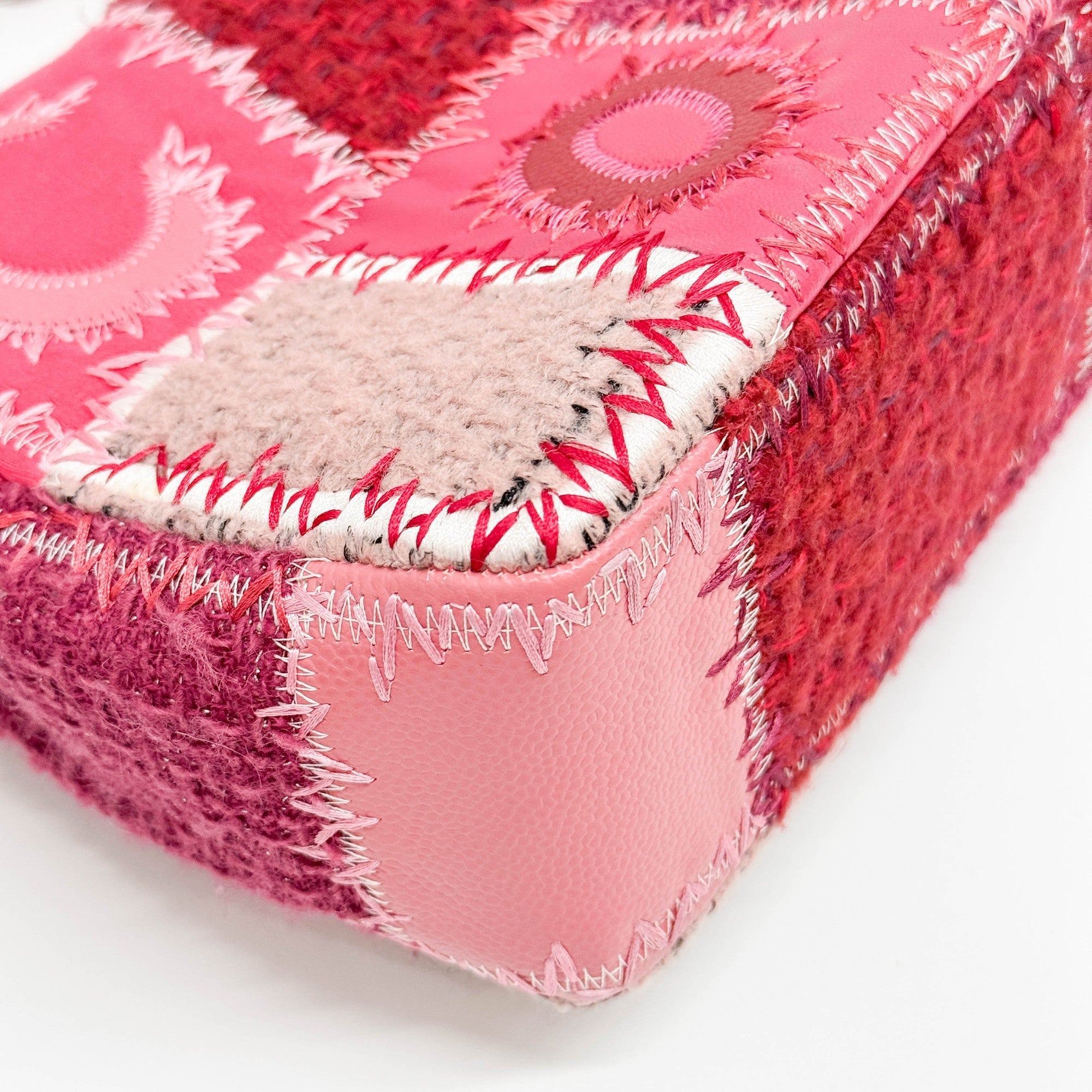 Jumbo Classic Flap Patchwork Multicolor Canvas Multifabric Shoulder Bag