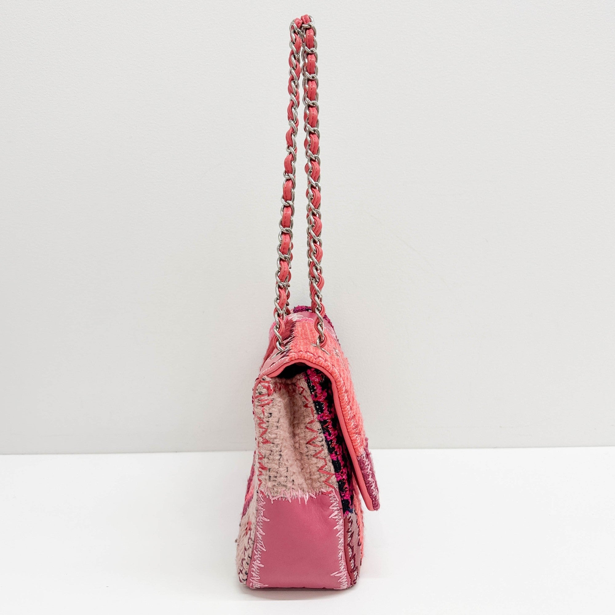 Jumbo Classic Flap Patchwork Multicolor Canvas Multifabric Shoulder Bag