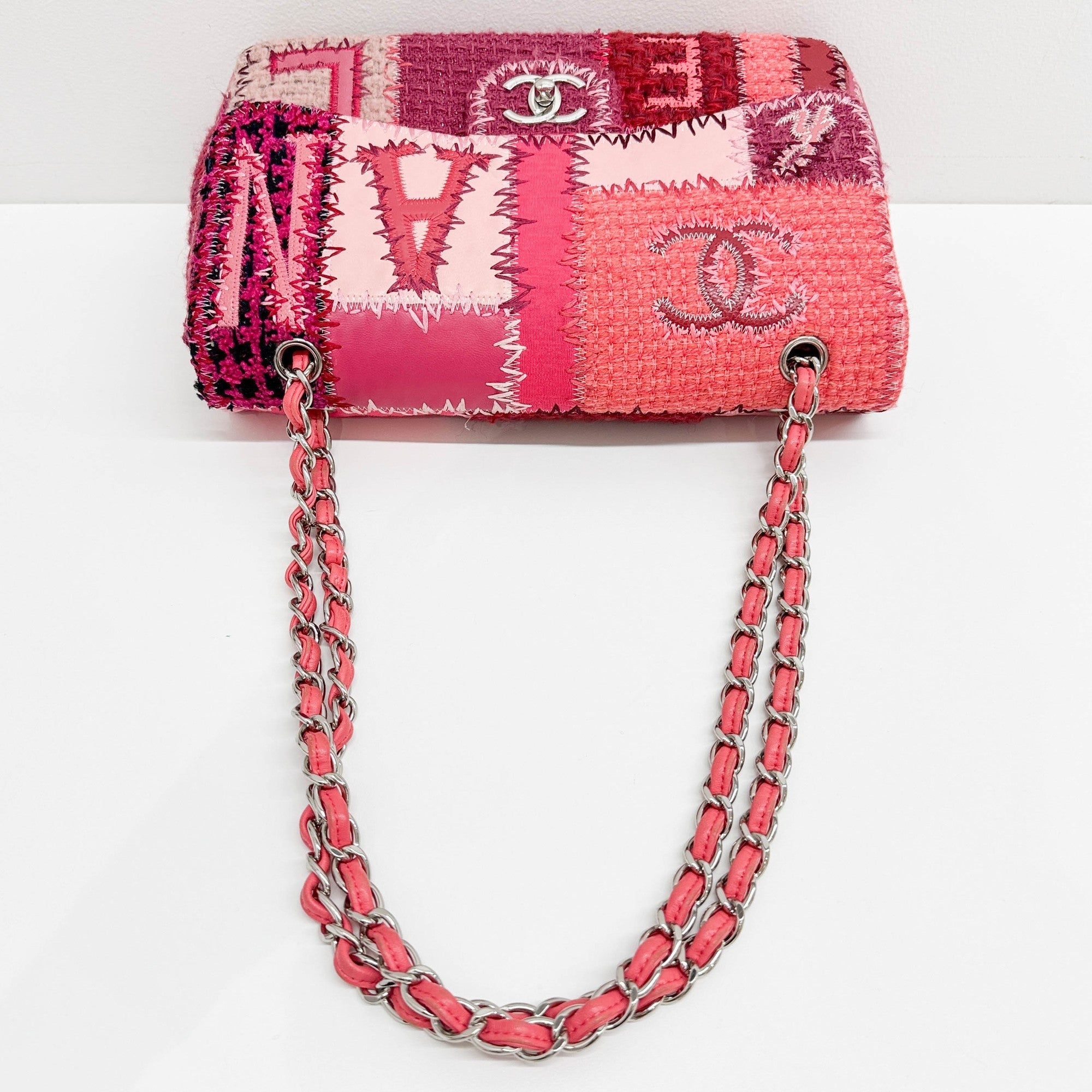 Jumbo Classic Flap Patchwork Multicolor Canvas Multifabric Shoulder Bag