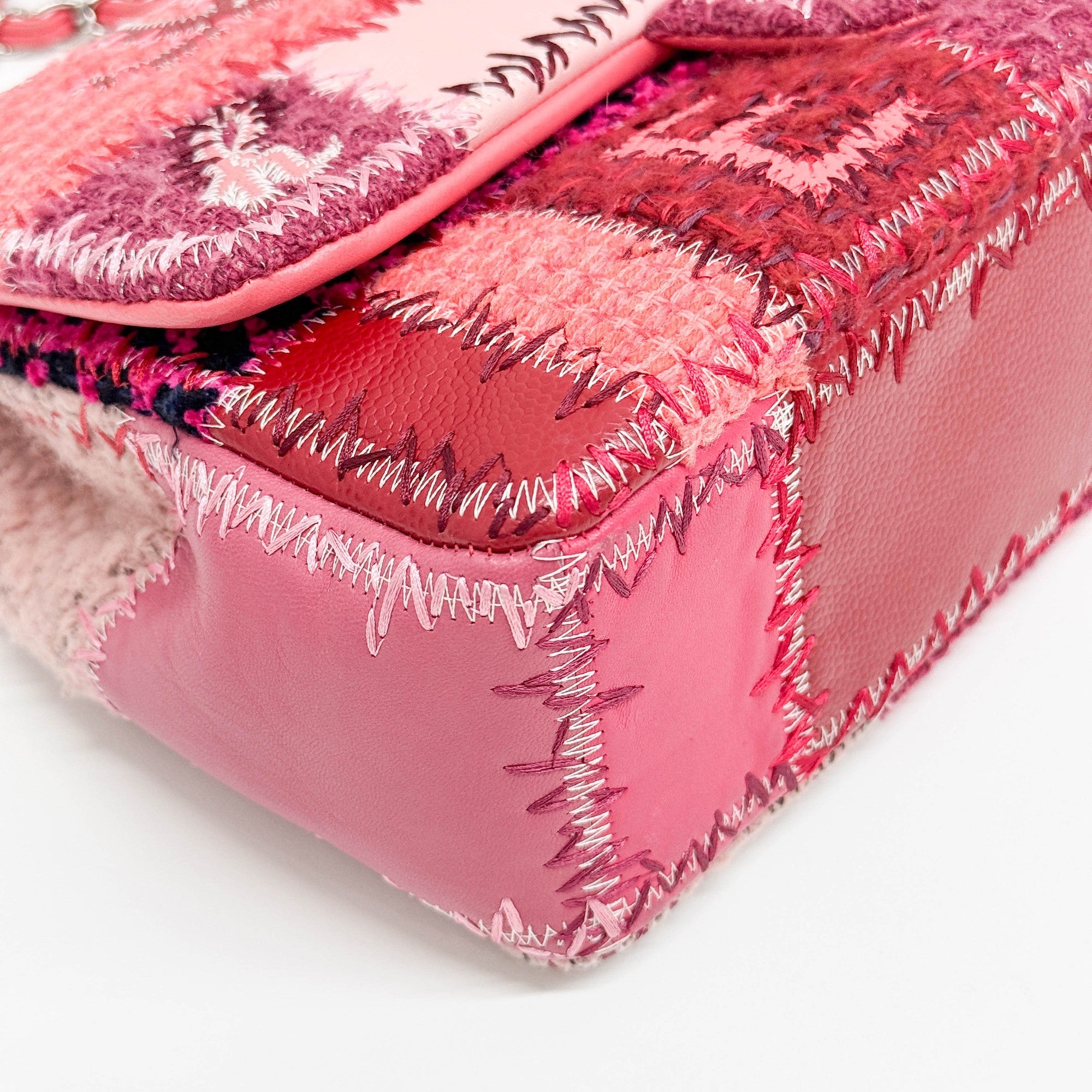 Jumbo Classic Flap Patchwork Multicolor Canvas Multifabric Shoulder Bag