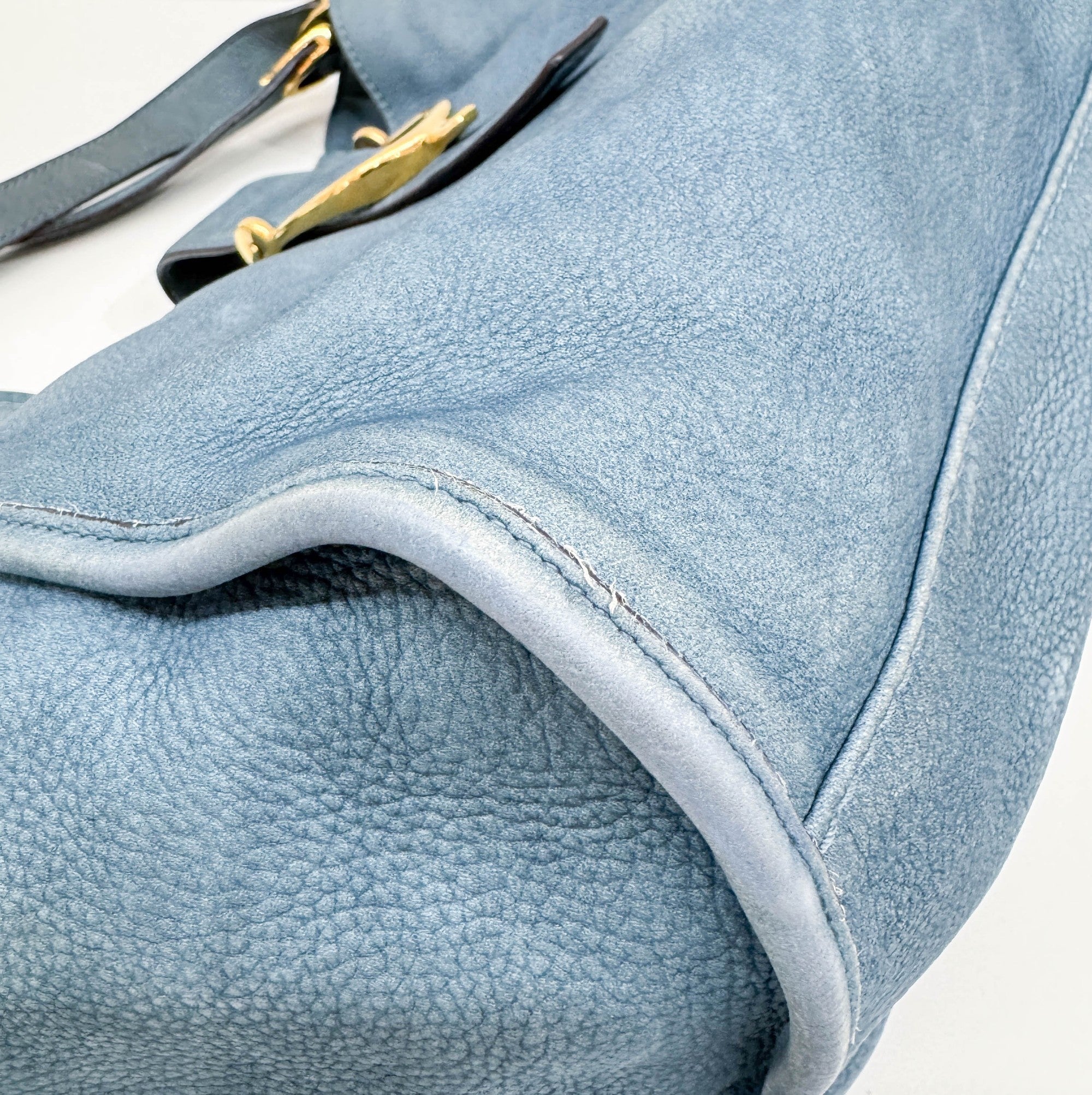 Stirrup Blue Nubuck Leather Shoulder Bag