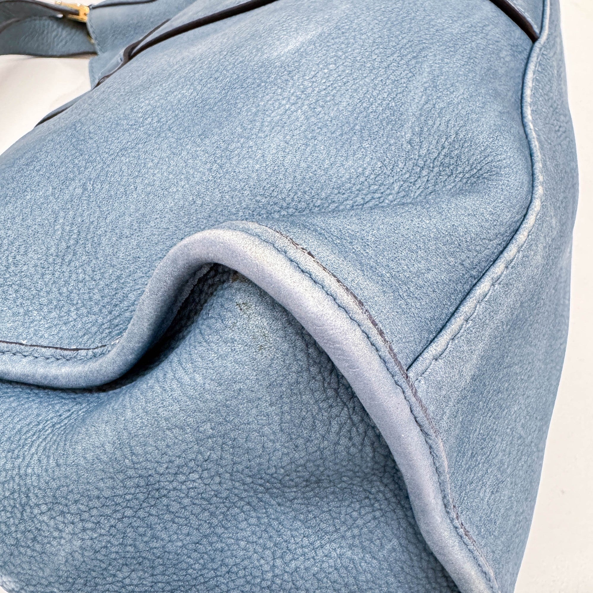 Stirrup Blue Nubuck Leather Shoulder Bag