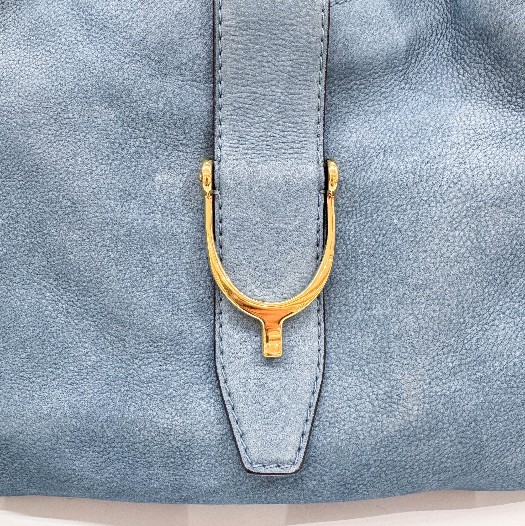 Stirrup Blue Nubuck Leather Shoulder Bag