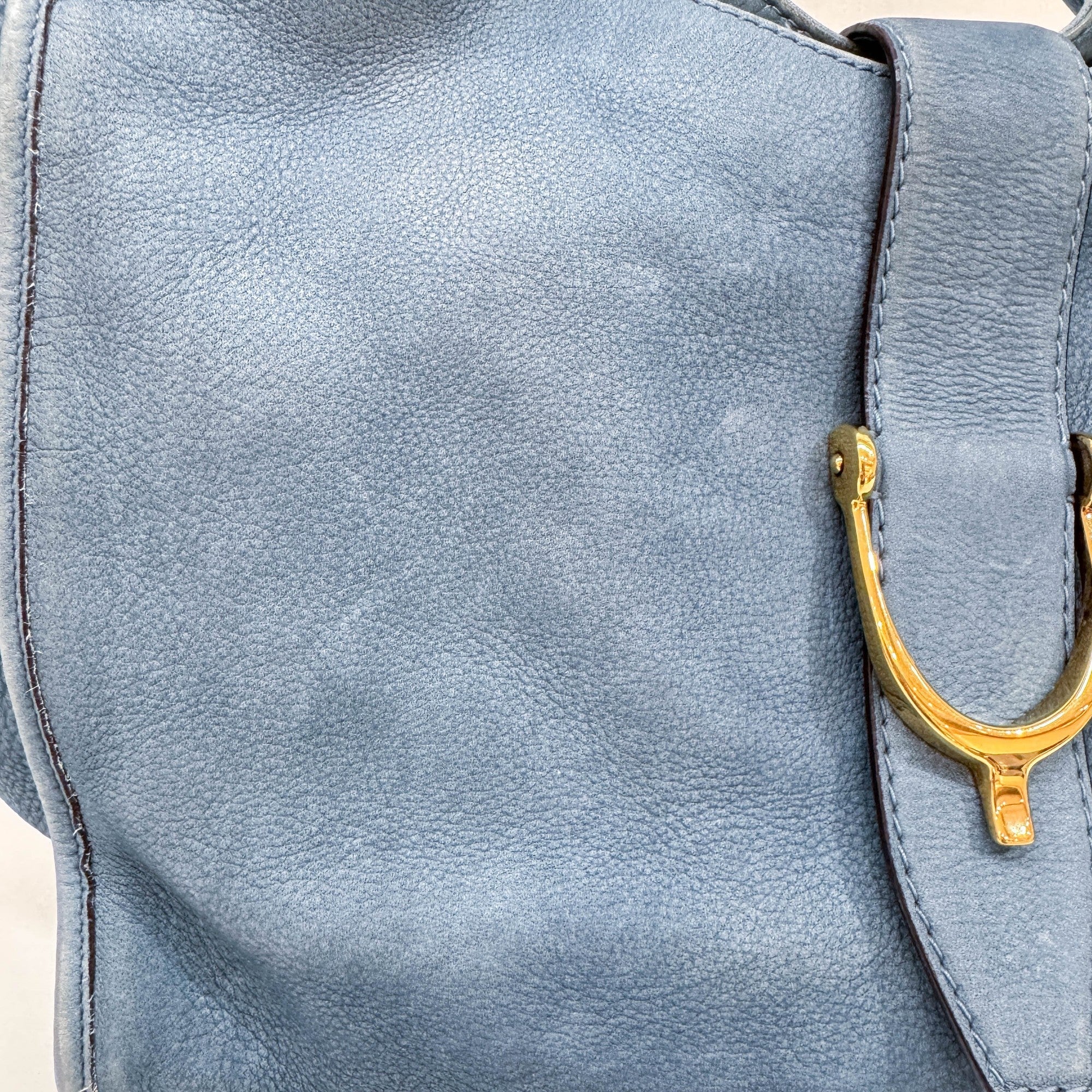 Stirrup Blue Nubuck Leather Shoulder Bag