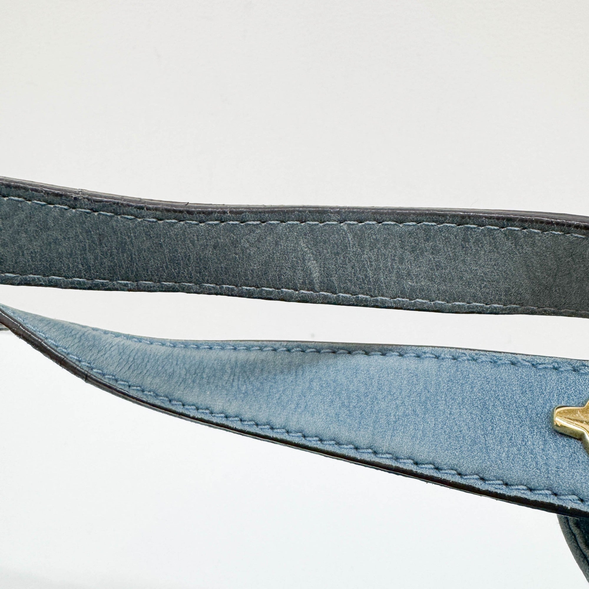 Stirrup Blue Nubuck Leather Shoulder Bag
