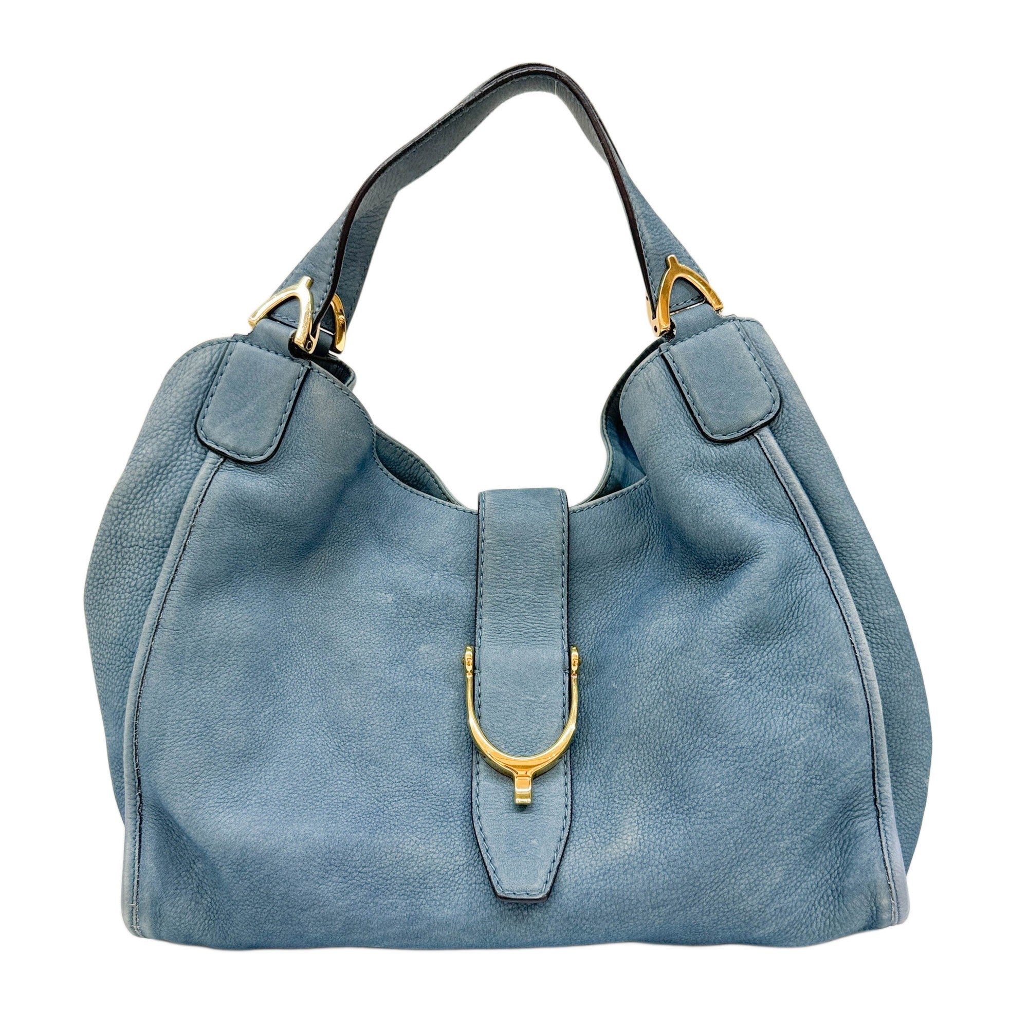 Stirrup Blue Nubuck Leather Shoulder Bag