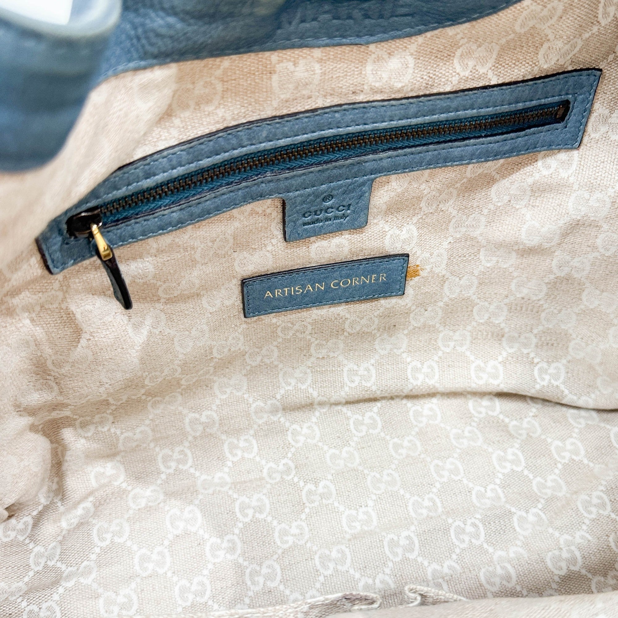 Stirrup Blue Nubuck Leather Shoulder Bag