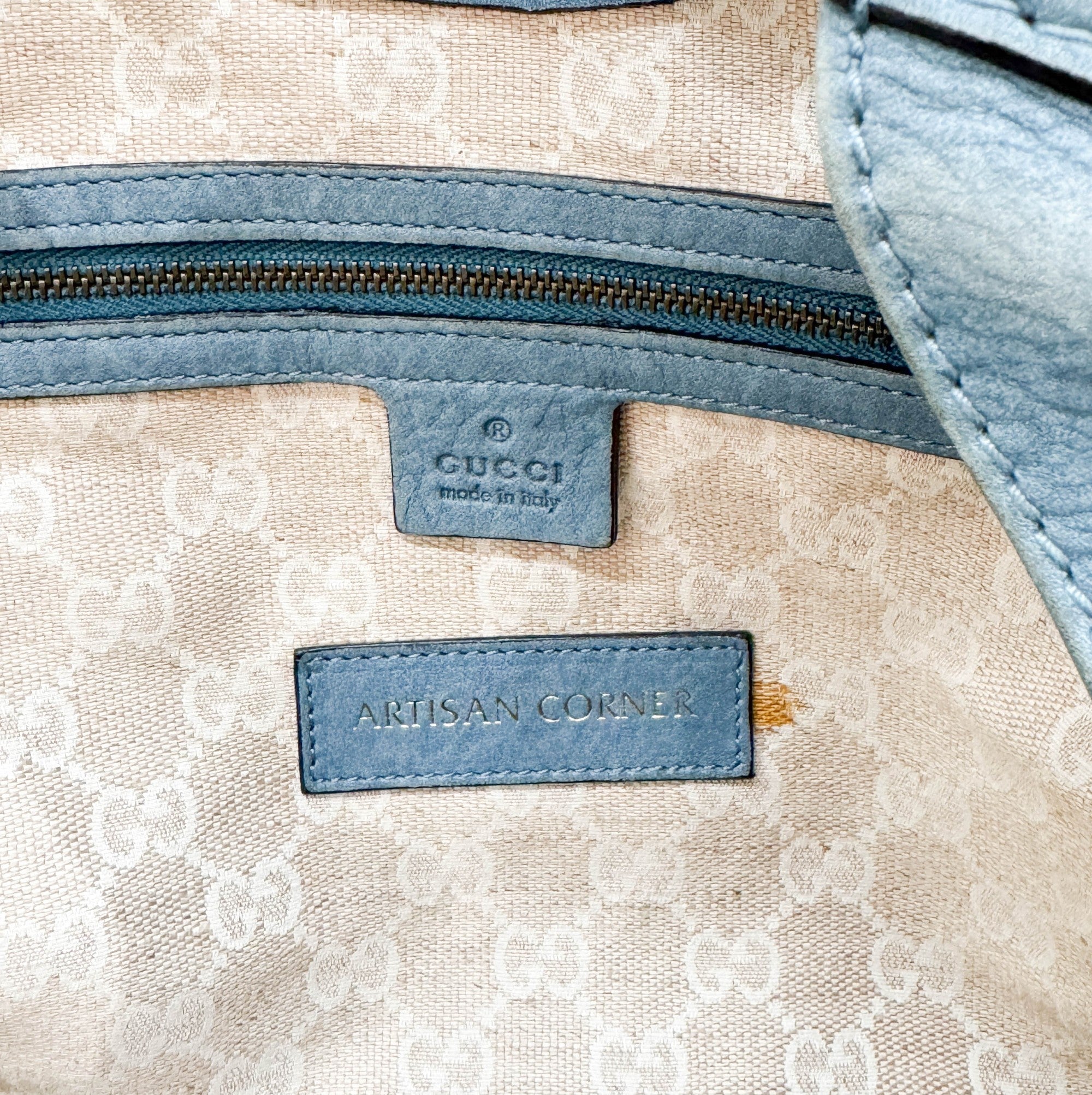 Stirrup Blue Nubuck Leather Shoulder Bag