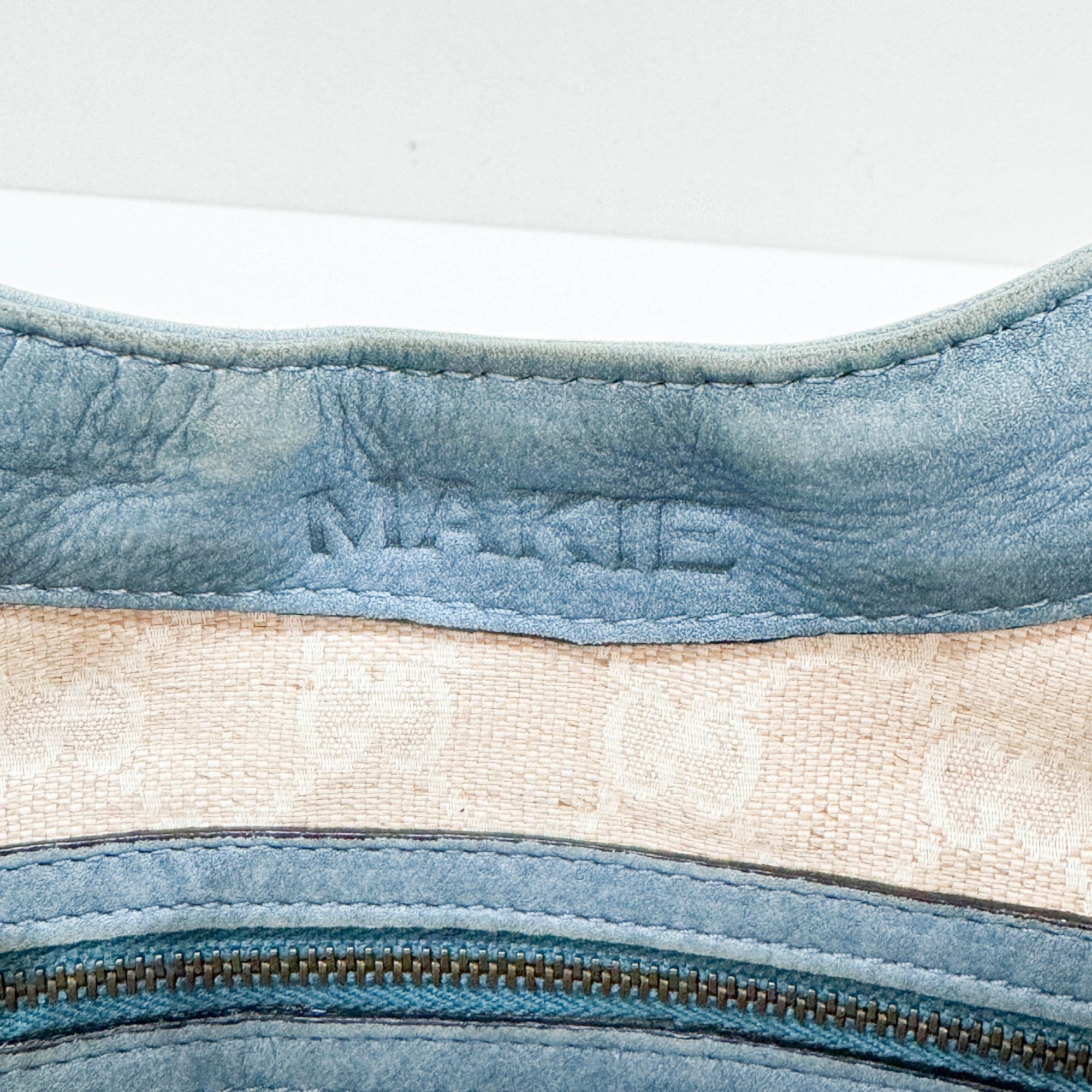 Stirrup Blue Nubuck Leather Shoulder Bag