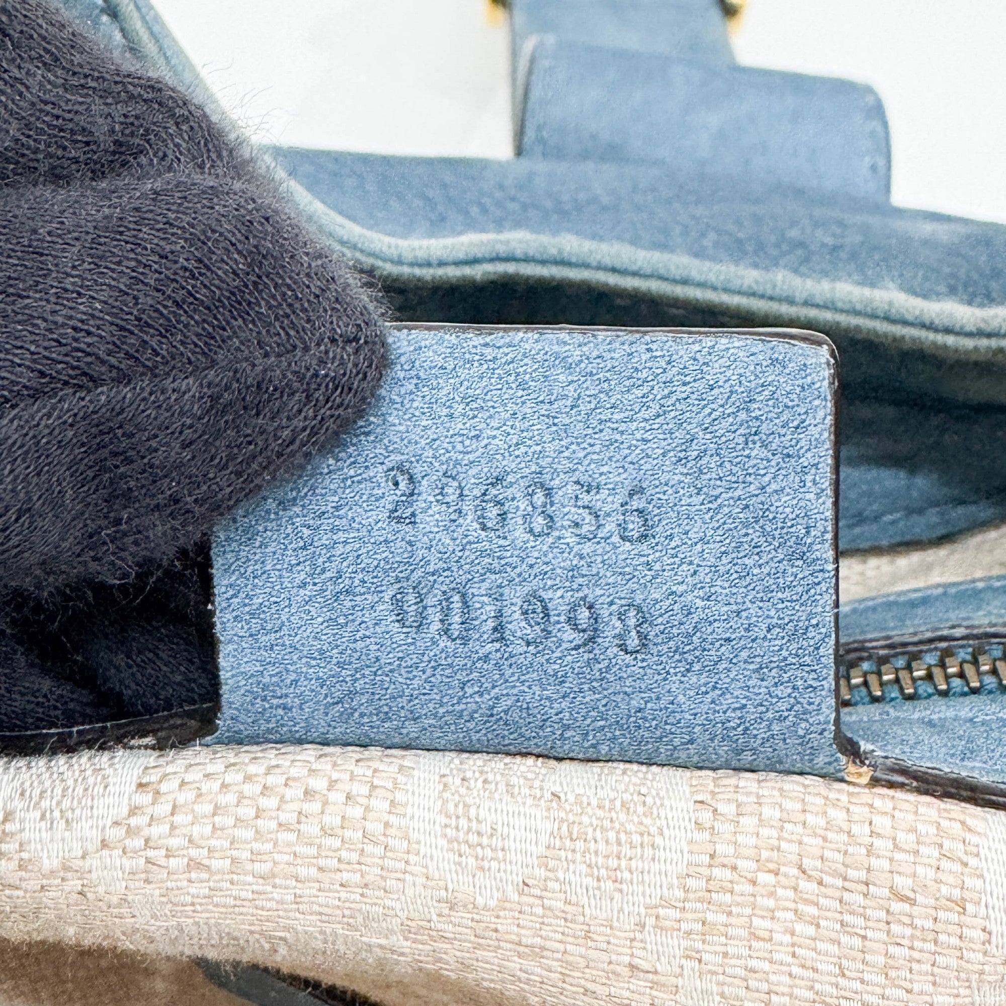 Stirrup Blue Nubuck Leather Shoulder Bag