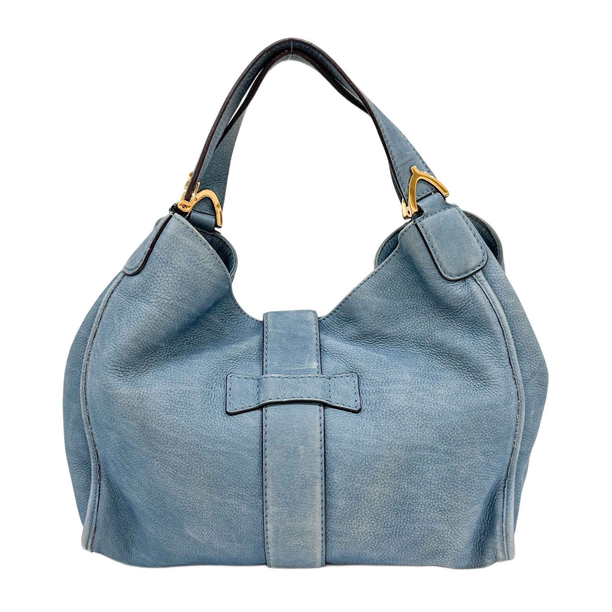 Stirrup Blue Nubuck Leather Shoulder Bag