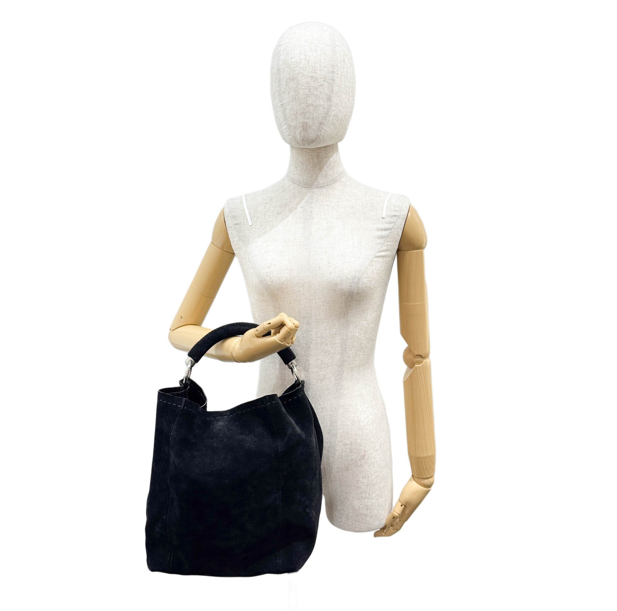 Black Suede Hobo Bag