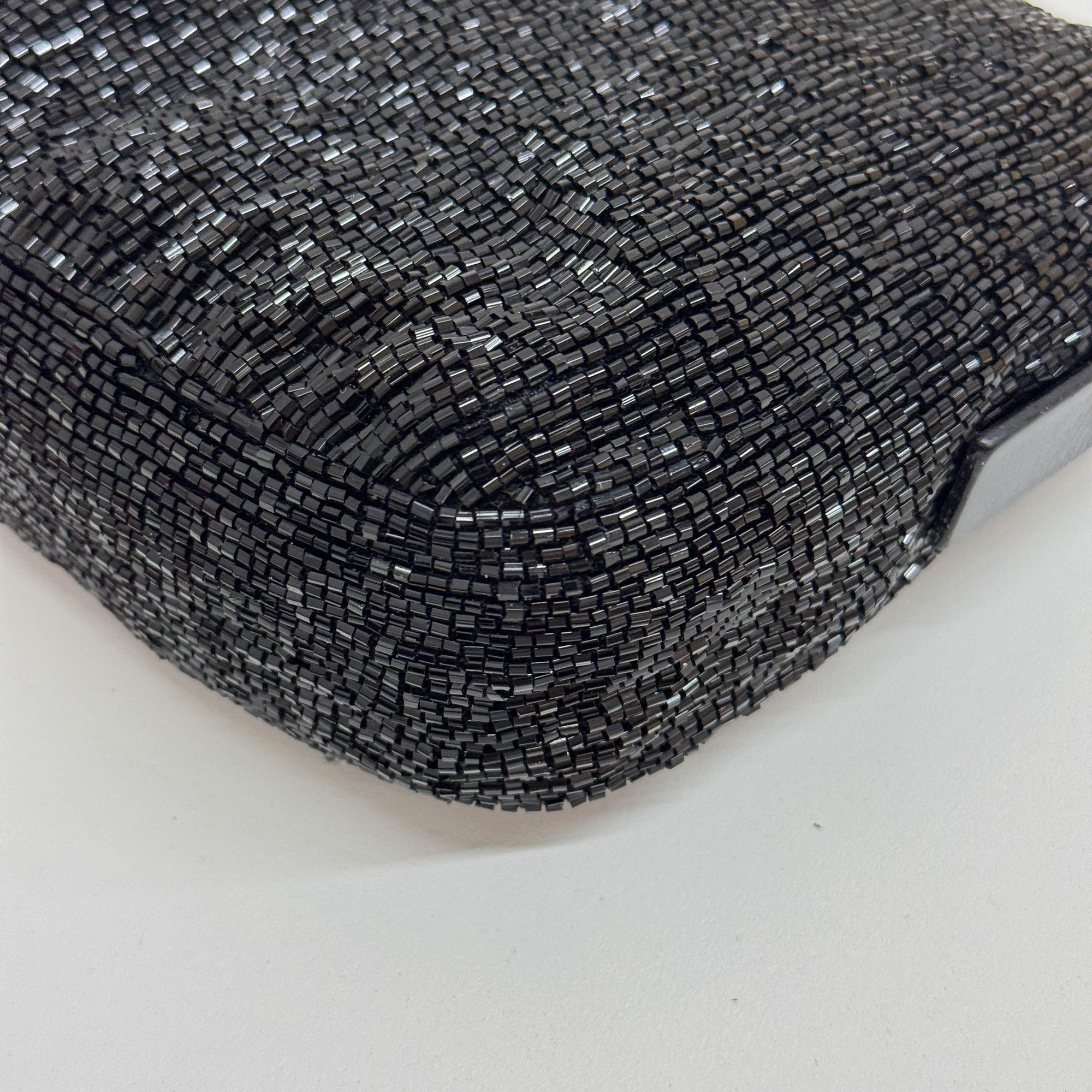 Baguette Black Beaded Shoulder Bag