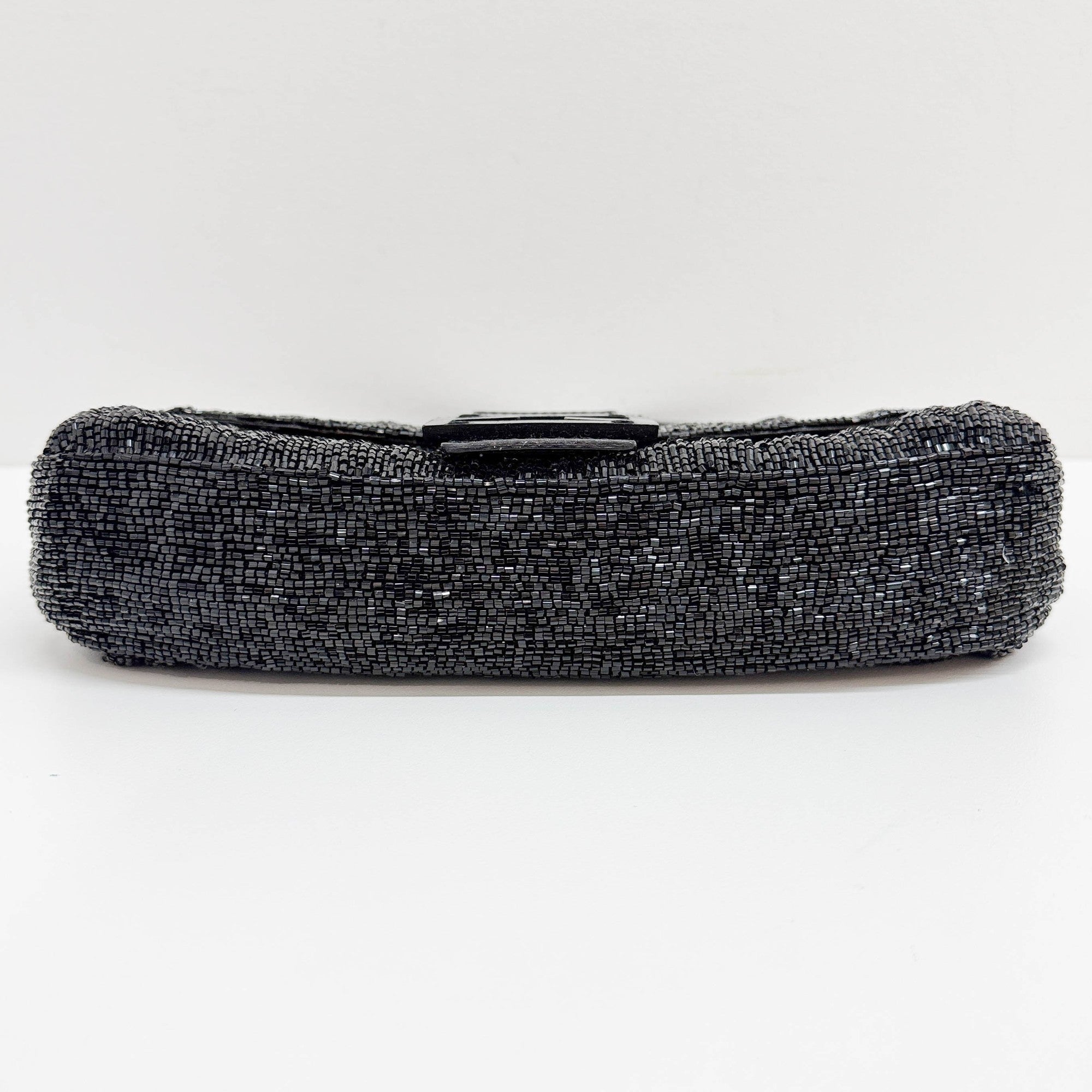 Baguette Black Beaded Shoulder Bag