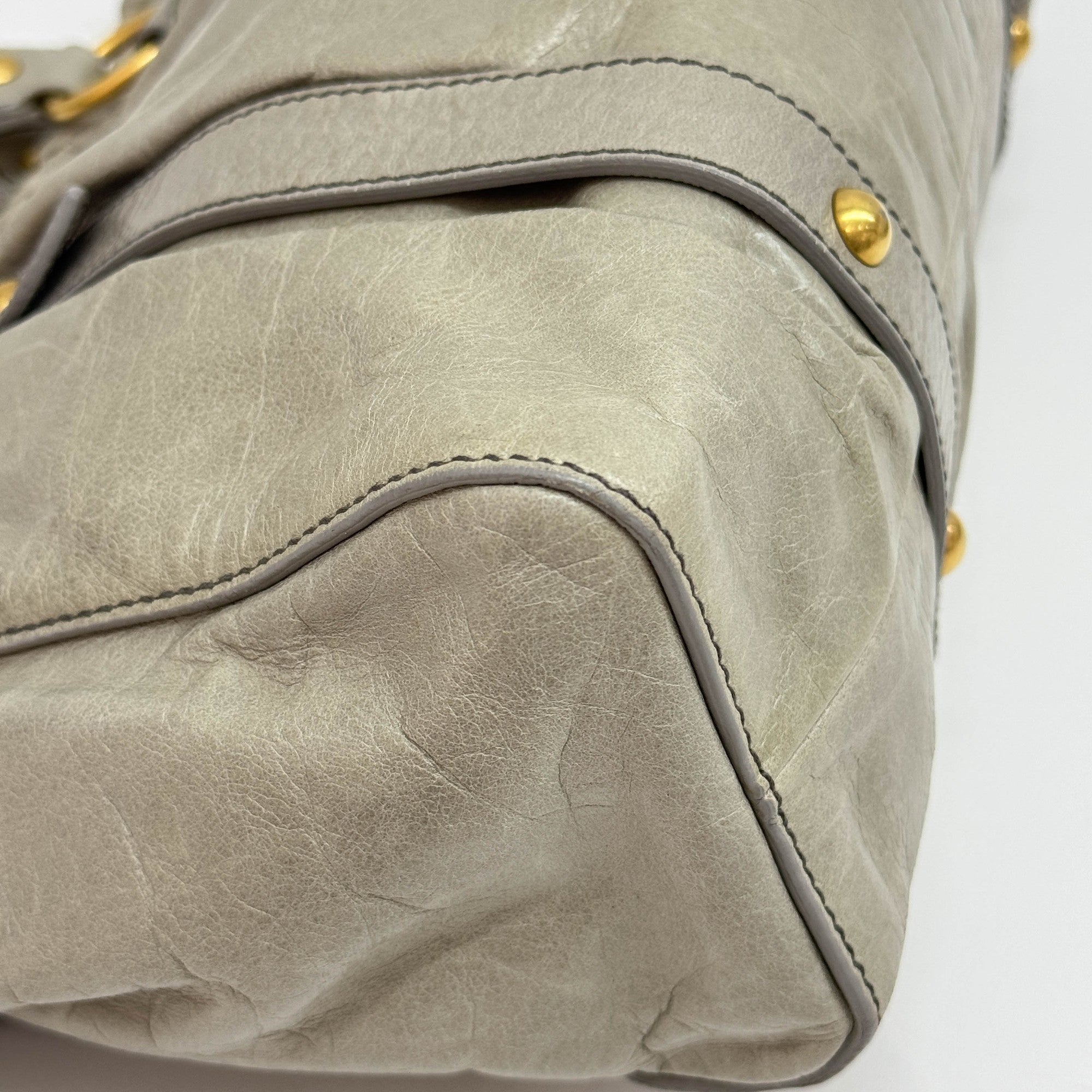 Vitello Light Sage Leather Two Way Bag