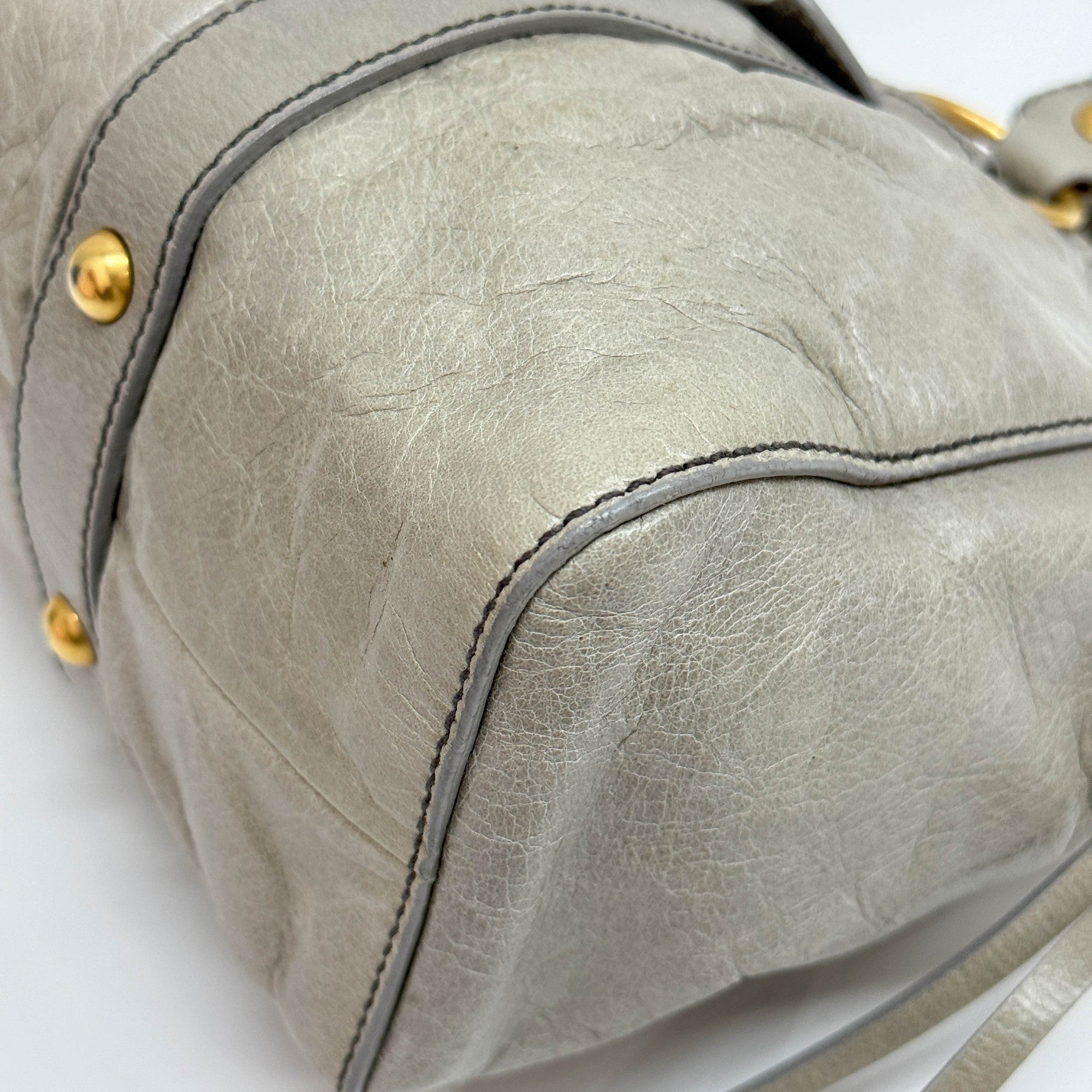 Vitello Light Sage Leather Two Way Bag