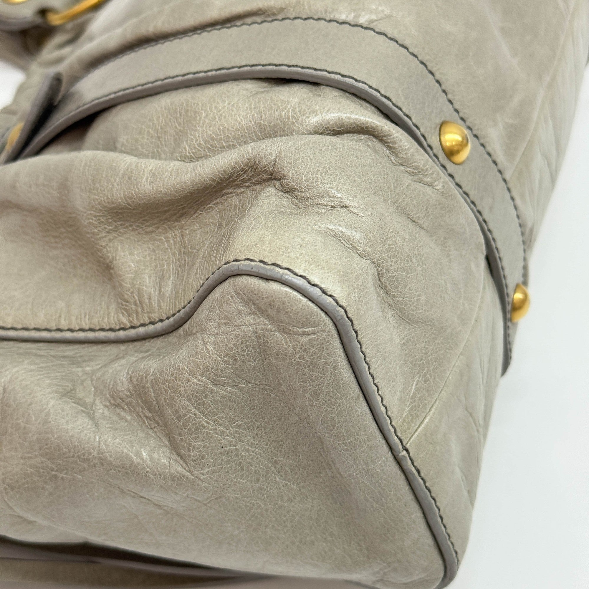 Vitello Light Sage Leather Two Way Bag