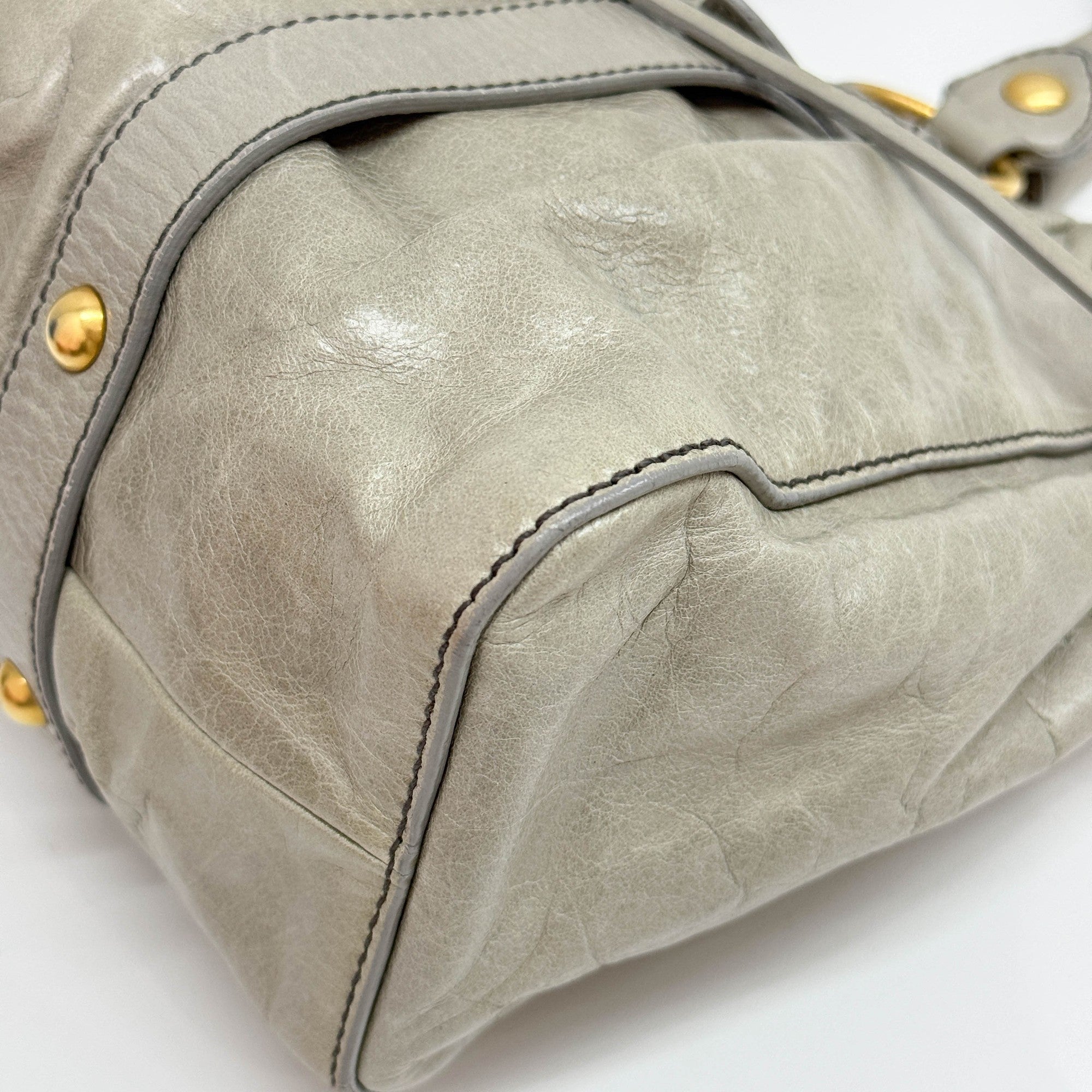 Vitello Light Sage Leather Two Way Bag