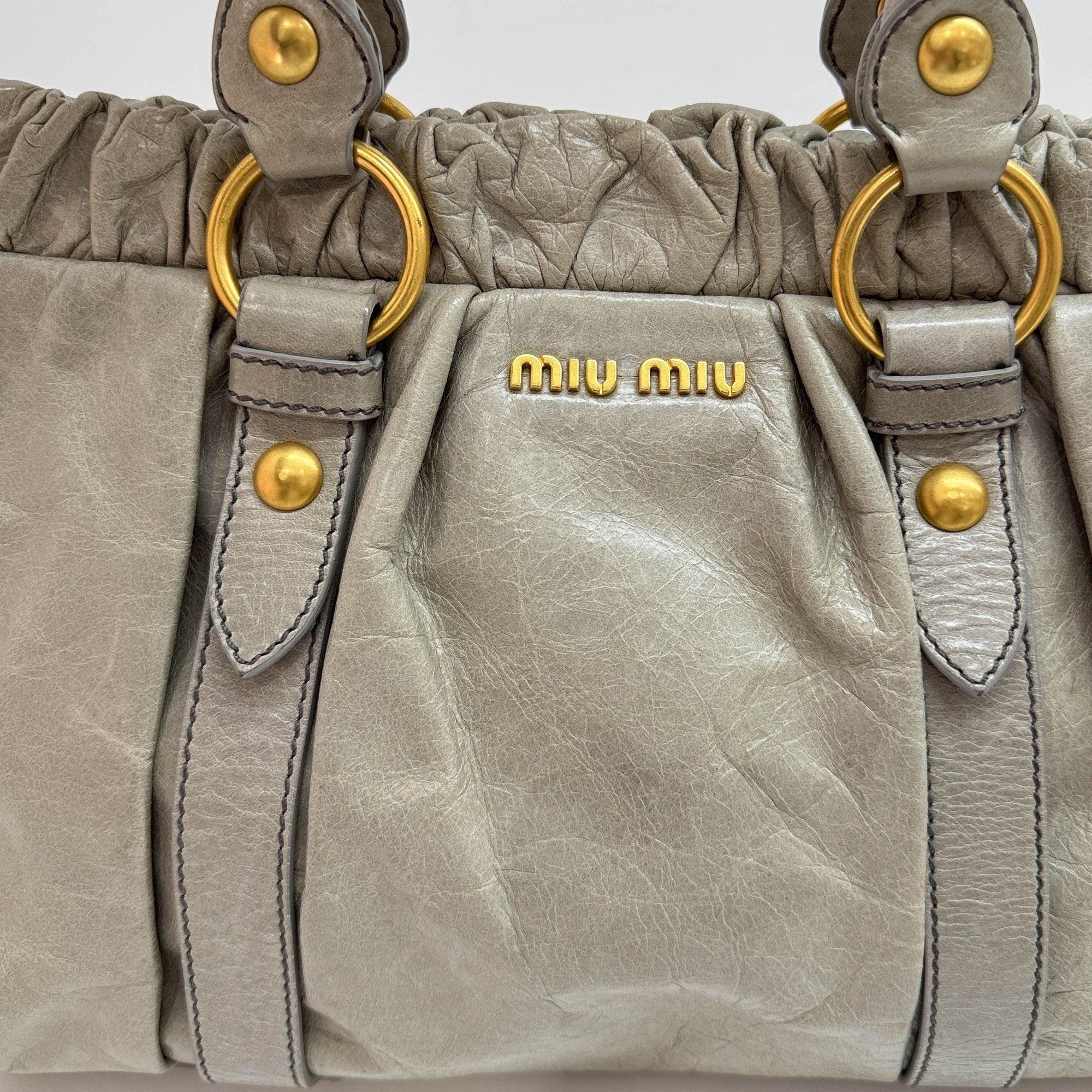 Vitello Light Sage Leather Two Way Bag