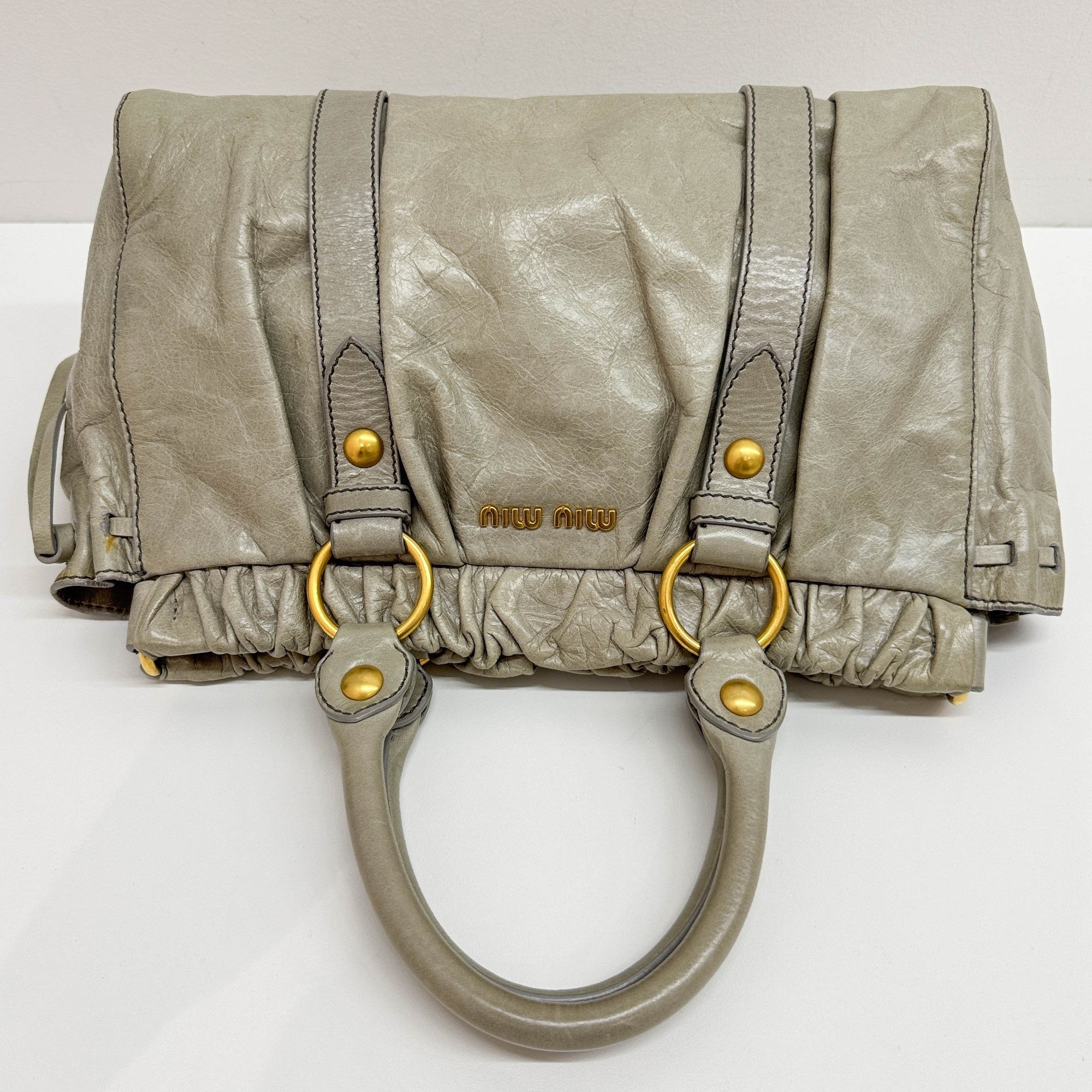 Vitello Light Sage Leather Two Way Bag