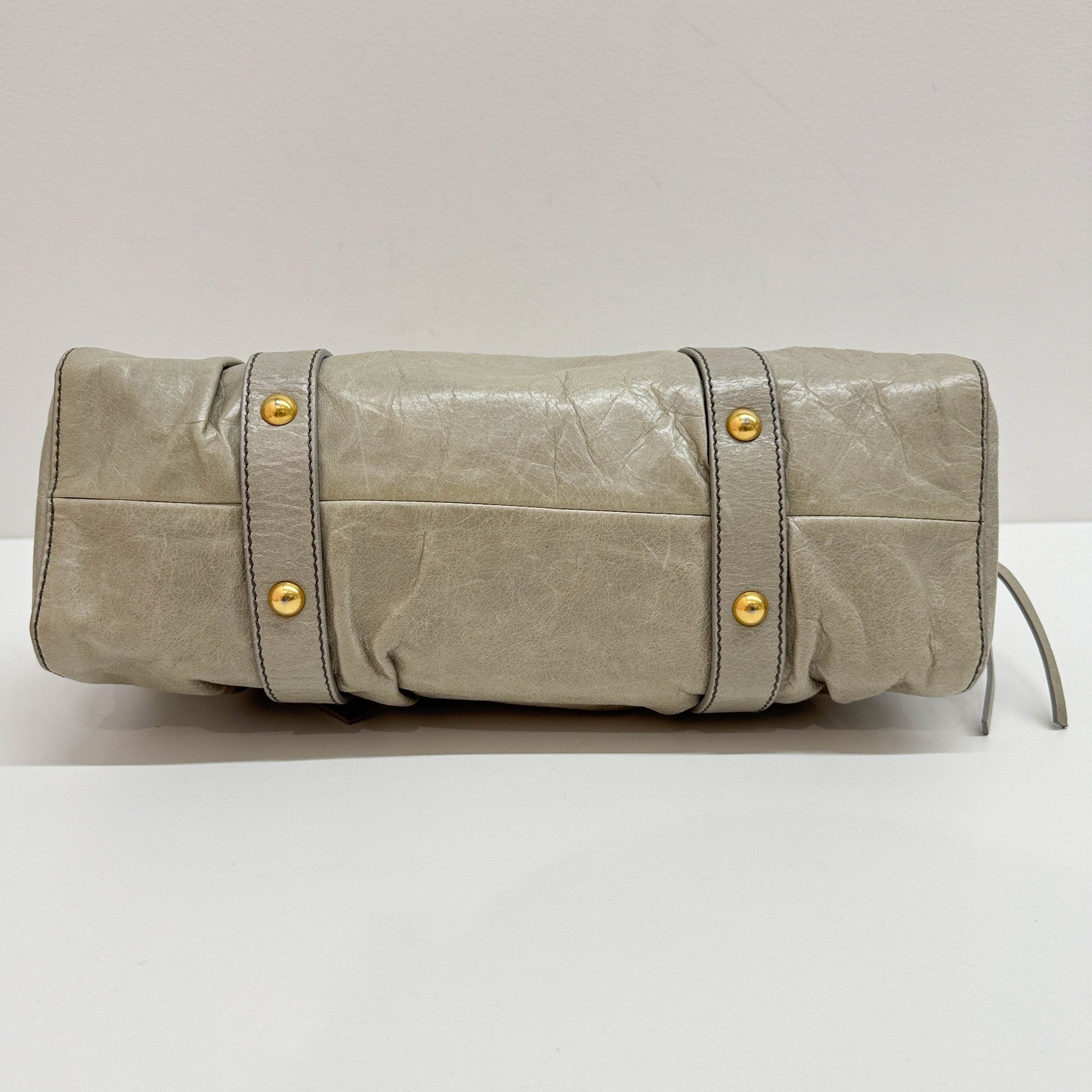 Vitello Light Sage Leather Two Way Bag