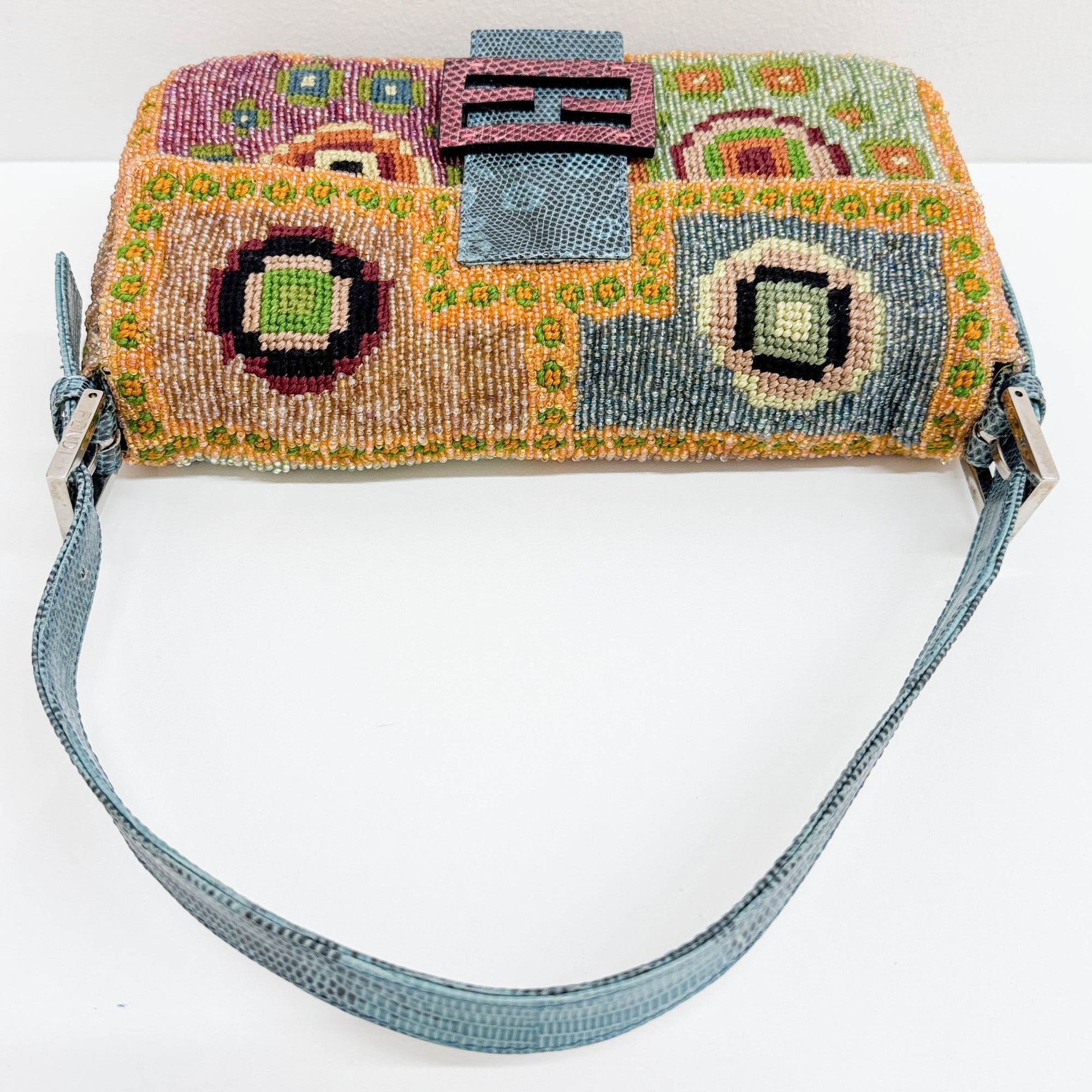 Baguette Multicolor Beaded Shoulder Bag