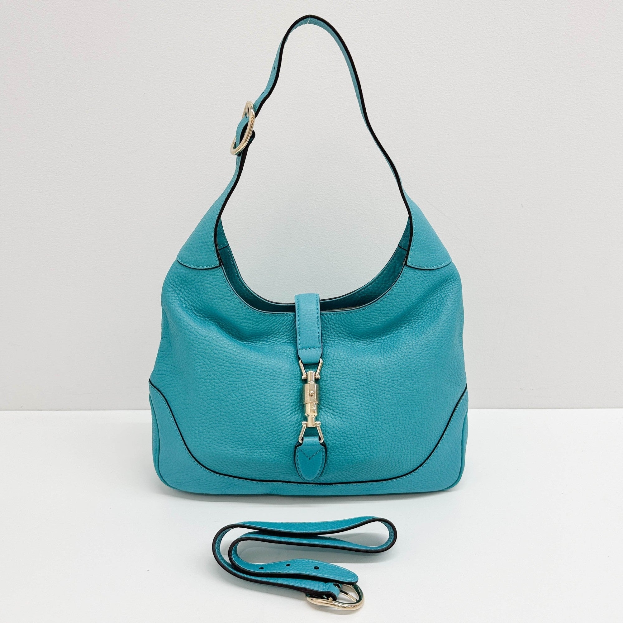 Jackie Turquoise Leather Shouler Bag