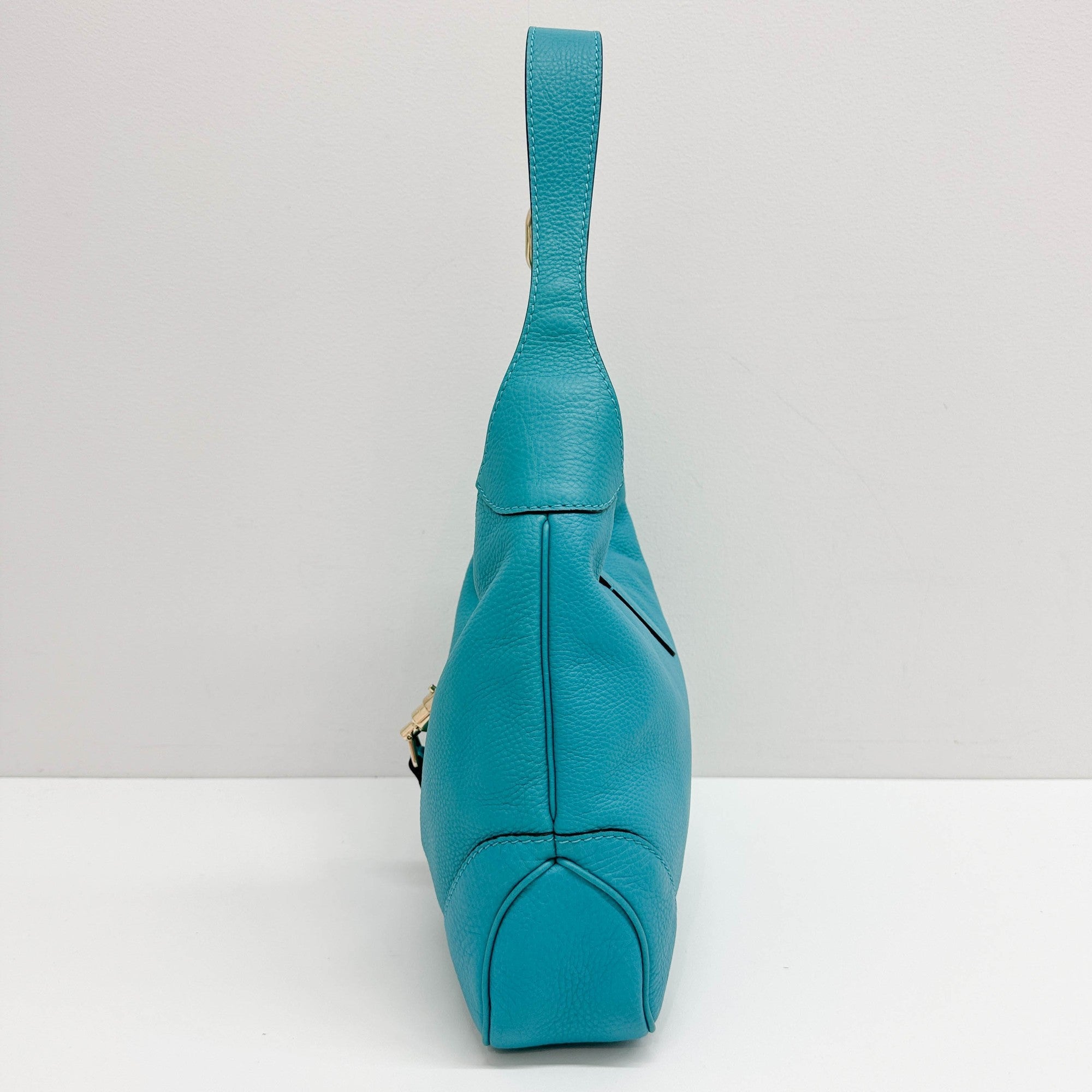Jackie Turquoise Leather Shouler Bag