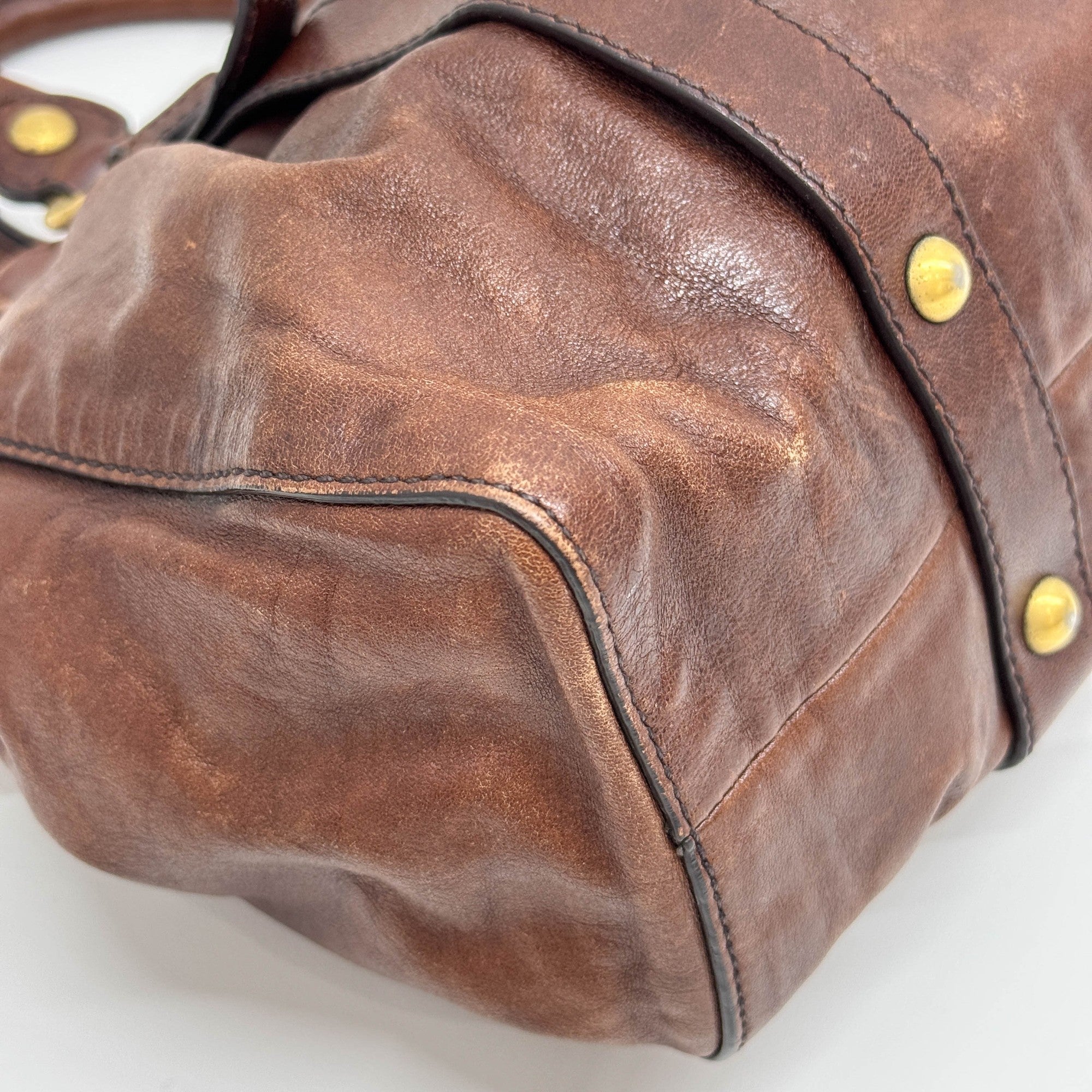 Vitello Brown Leather Two Way Bag