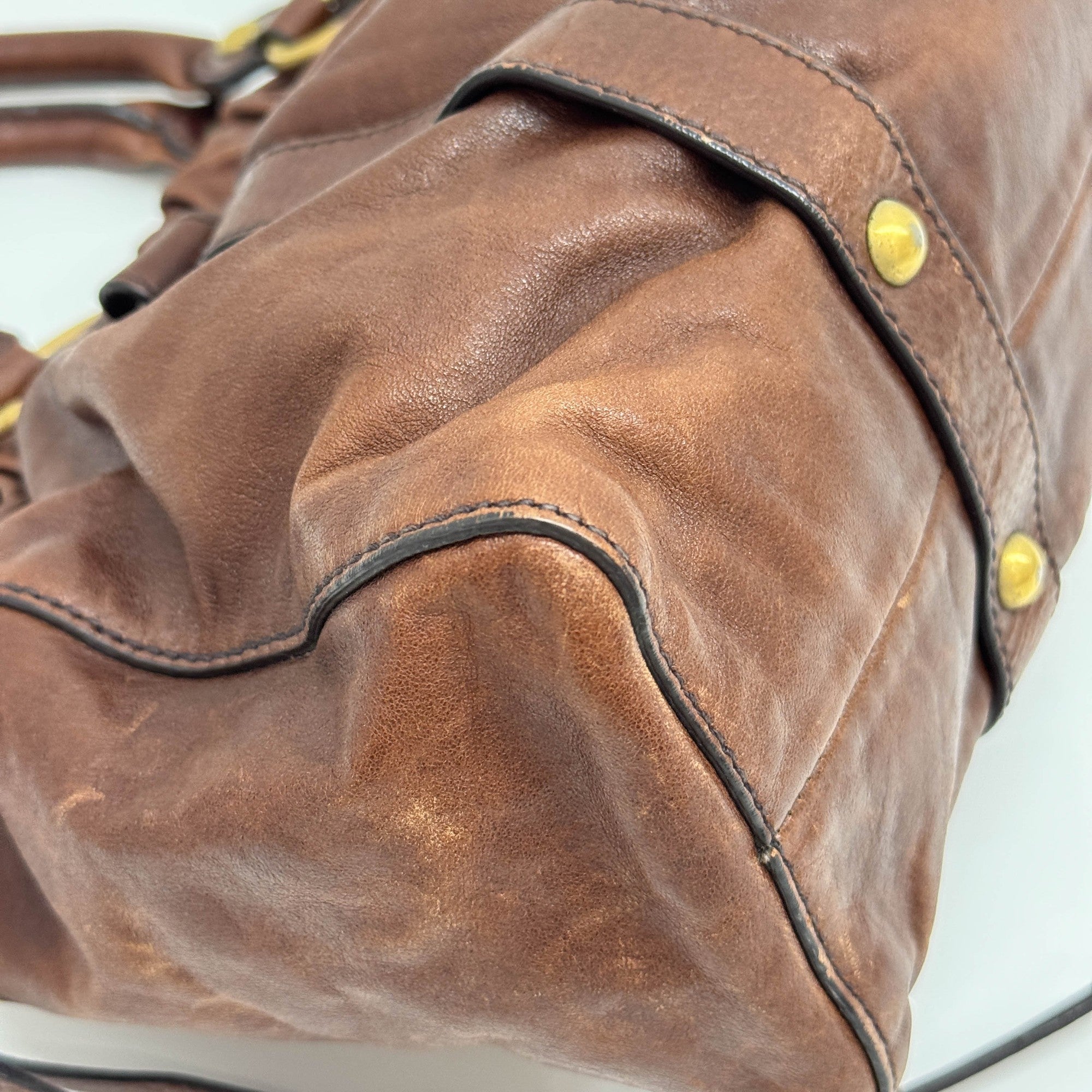 Vitello Brown Leather Two Way Bag