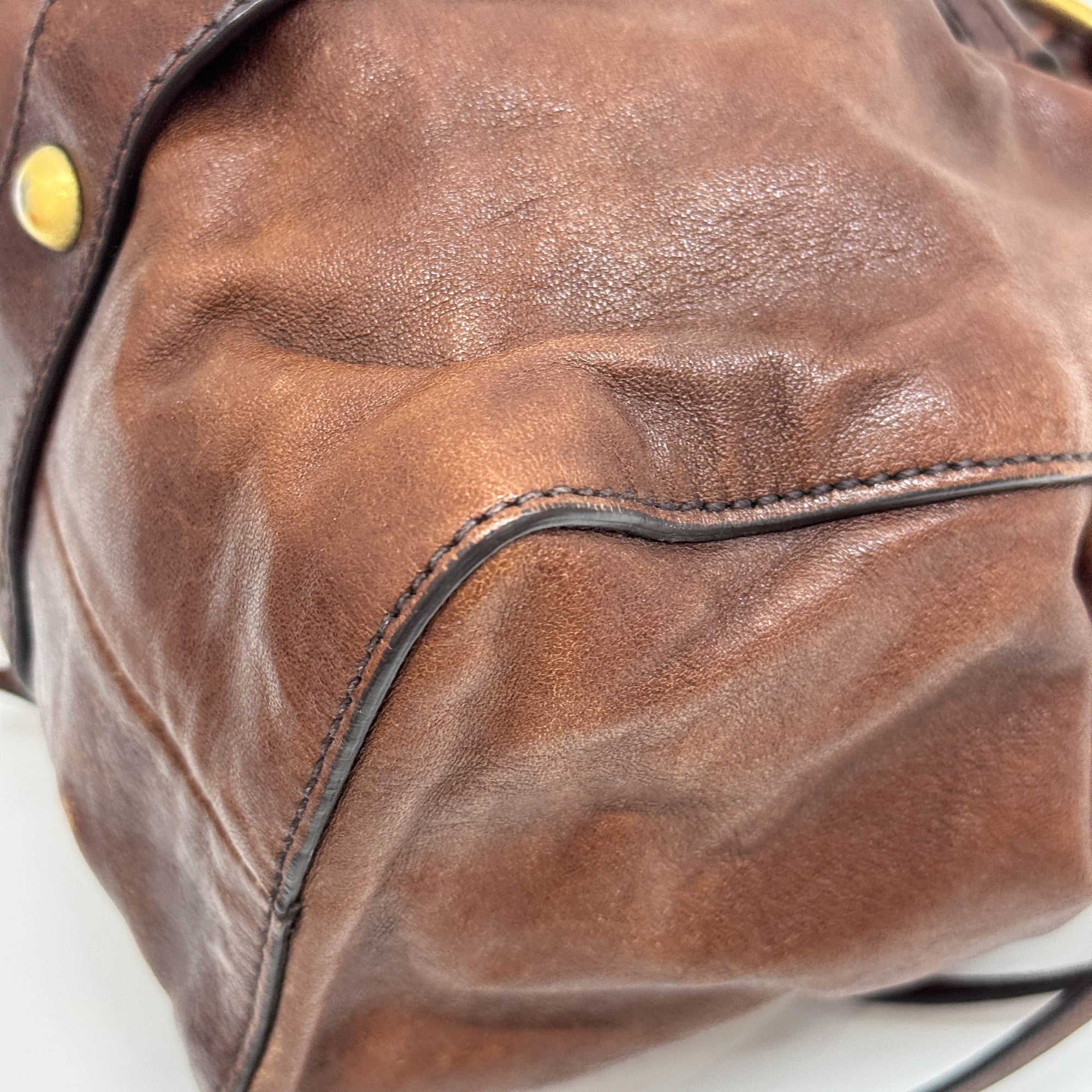 Vitello Brown Leather Two Way Bag