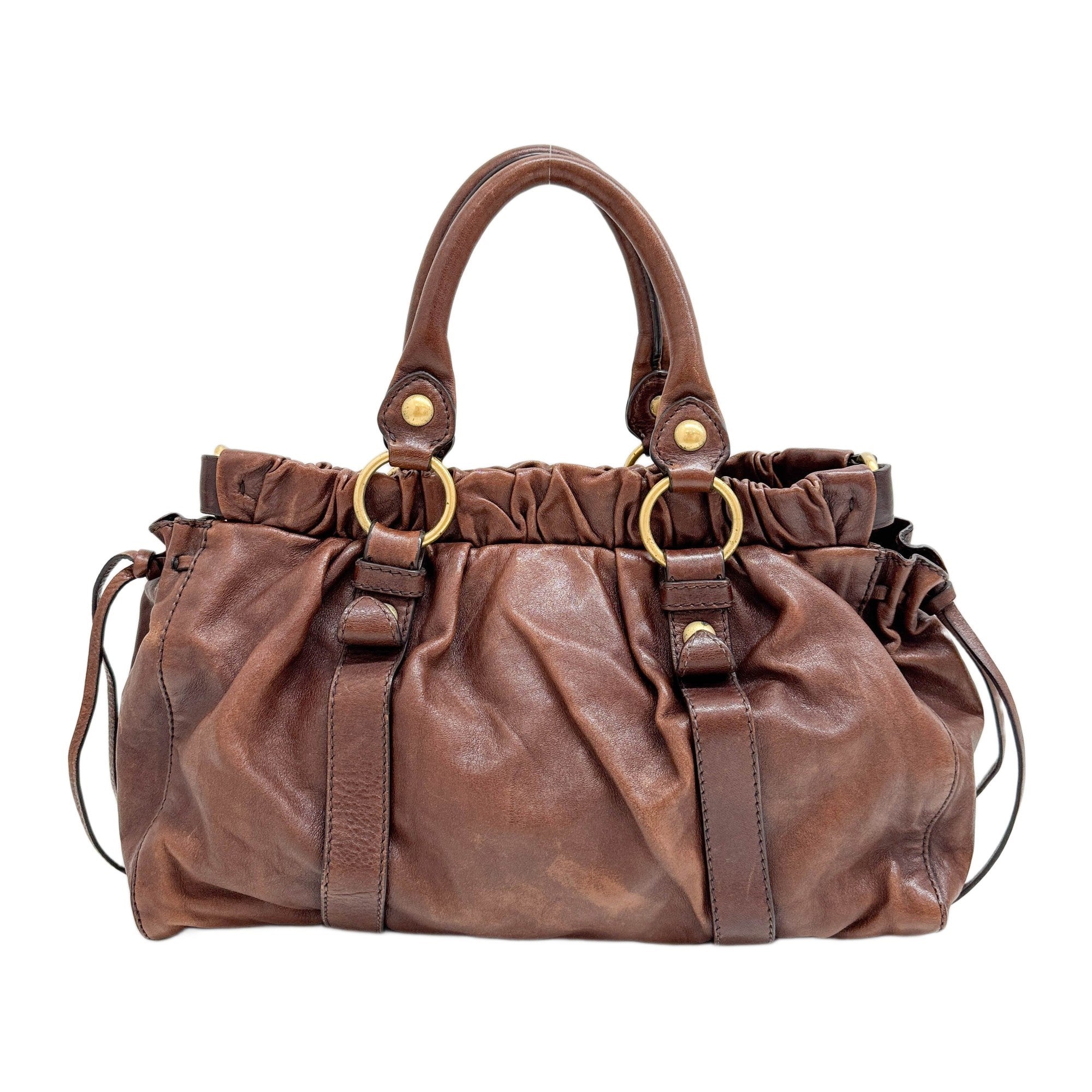 Vitello Brown Leather Two Way Bag