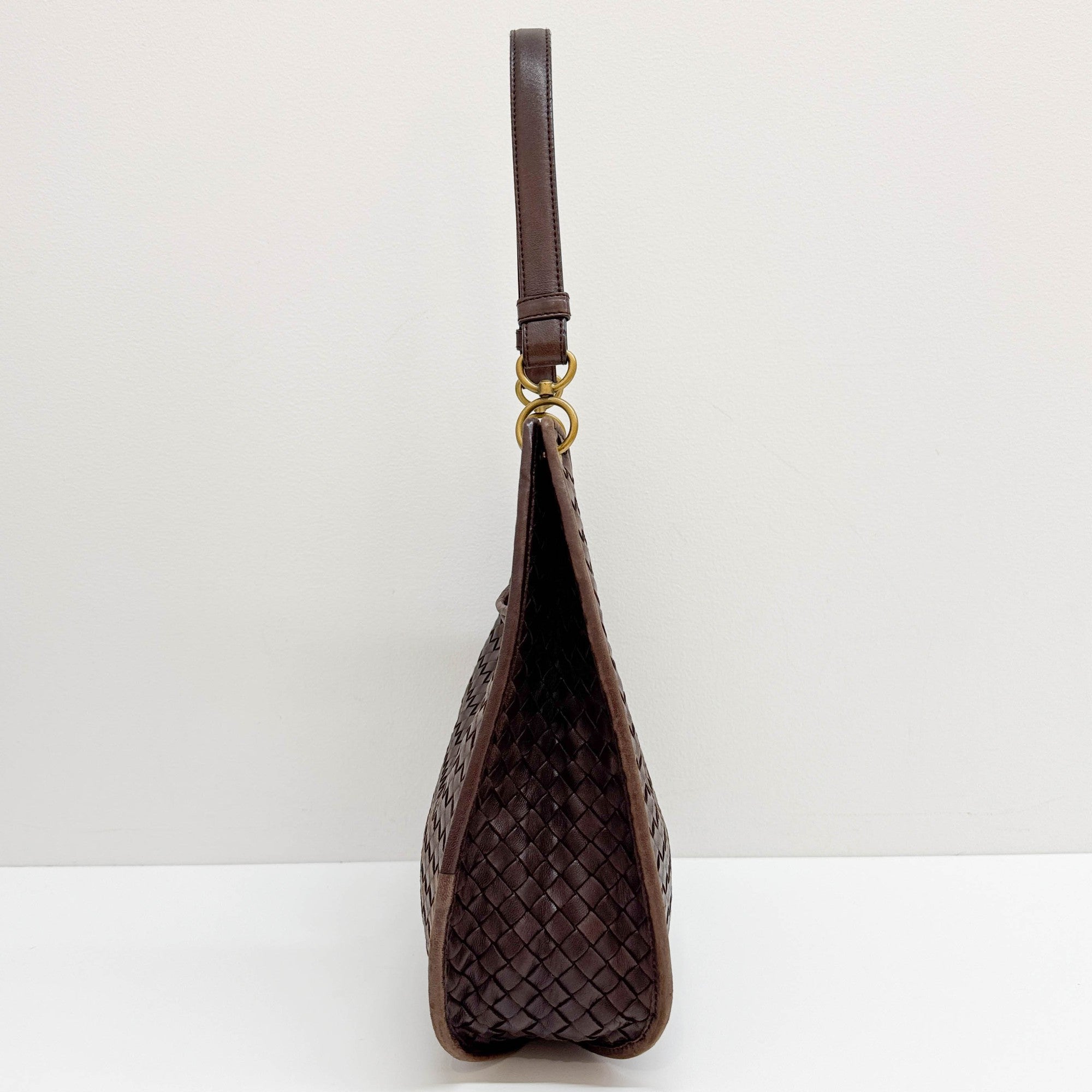 Intrecciato Brown Leather Hobo Bag