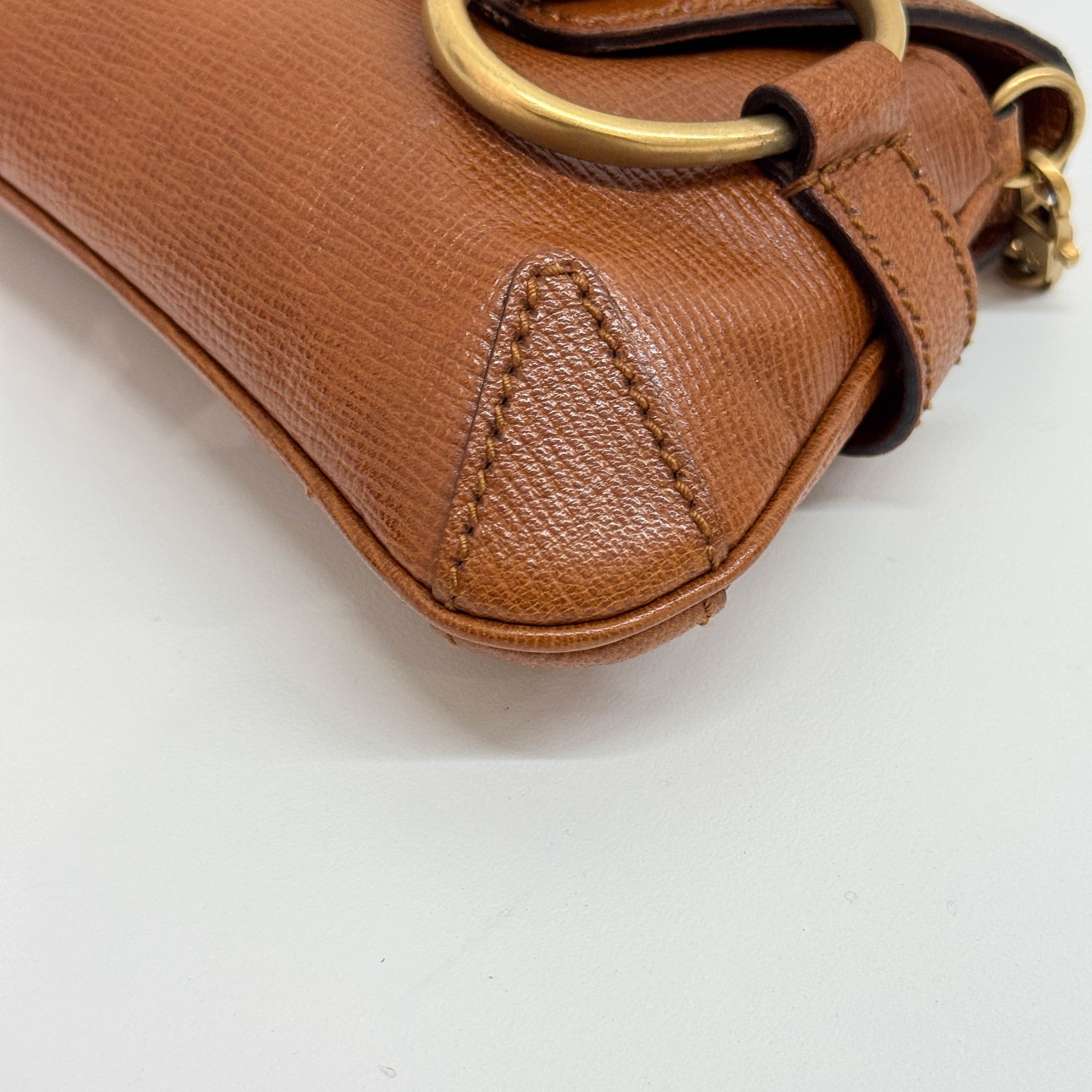 Horsebit Brown Leather Chain Shoulder Bag